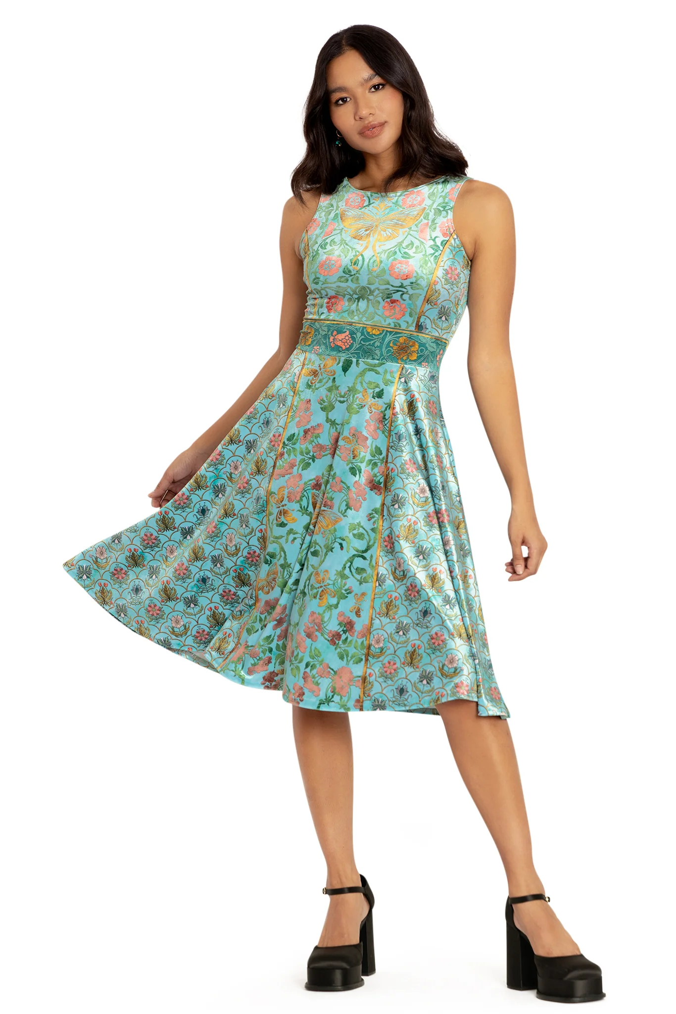 Butterfly Wallpaper Velvet Princess Midi Dress - Image 7