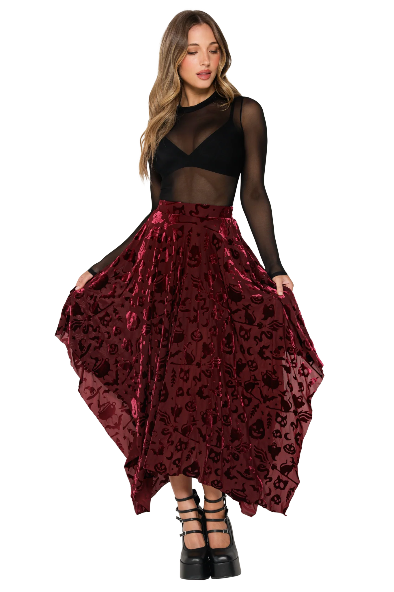 Burned Velvet Witch Handkerchief Skirt
