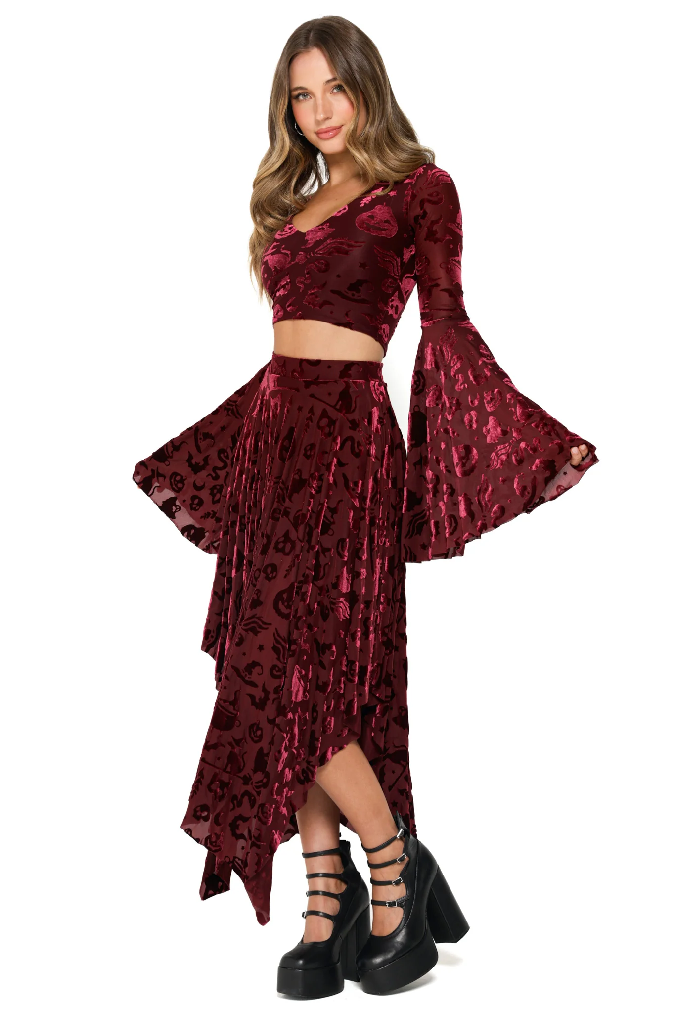 Burned Velvet Witch Handkerchief Skirt - Image 3