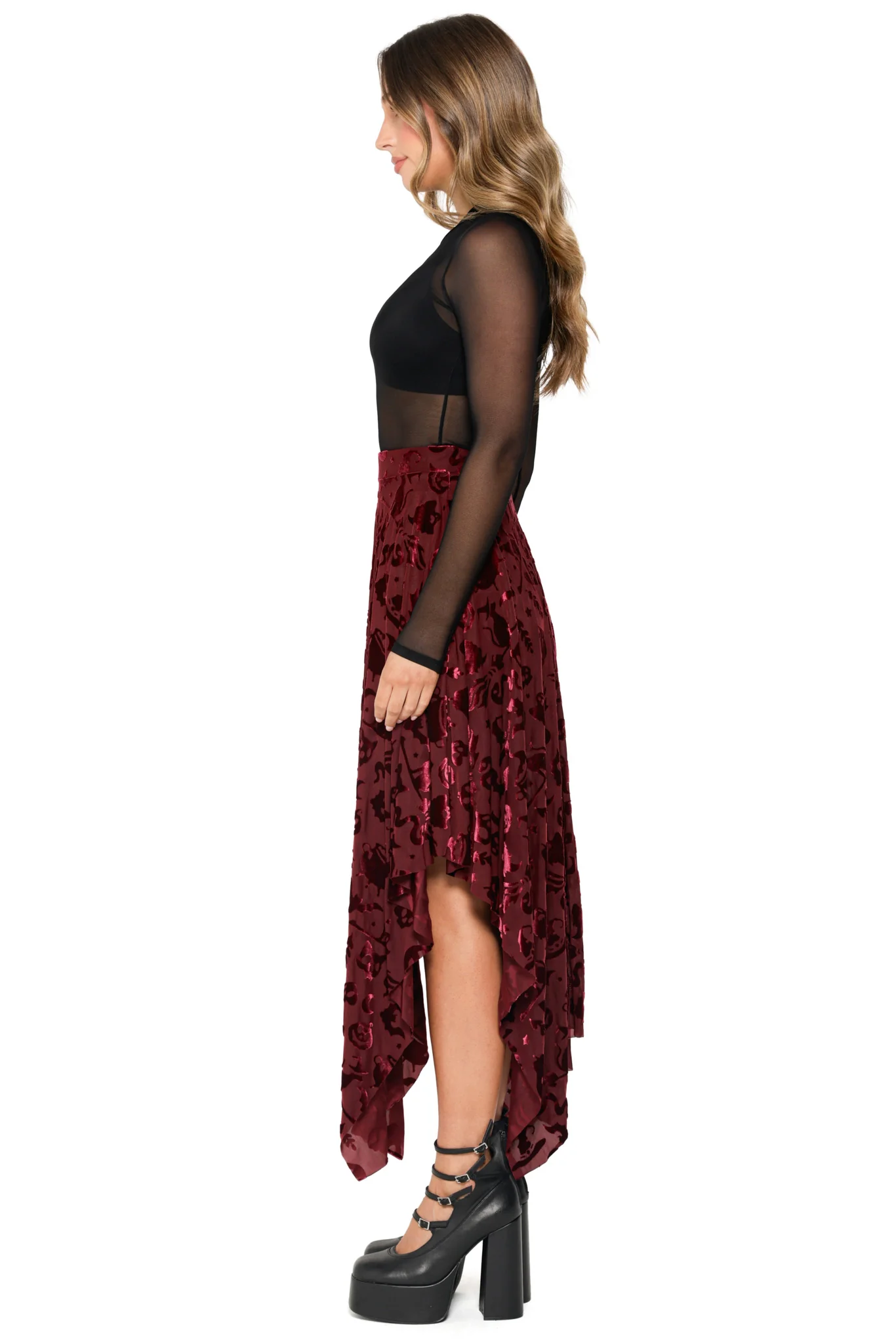 Burned Velvet Witch Handkerchief Skirt - Image 6