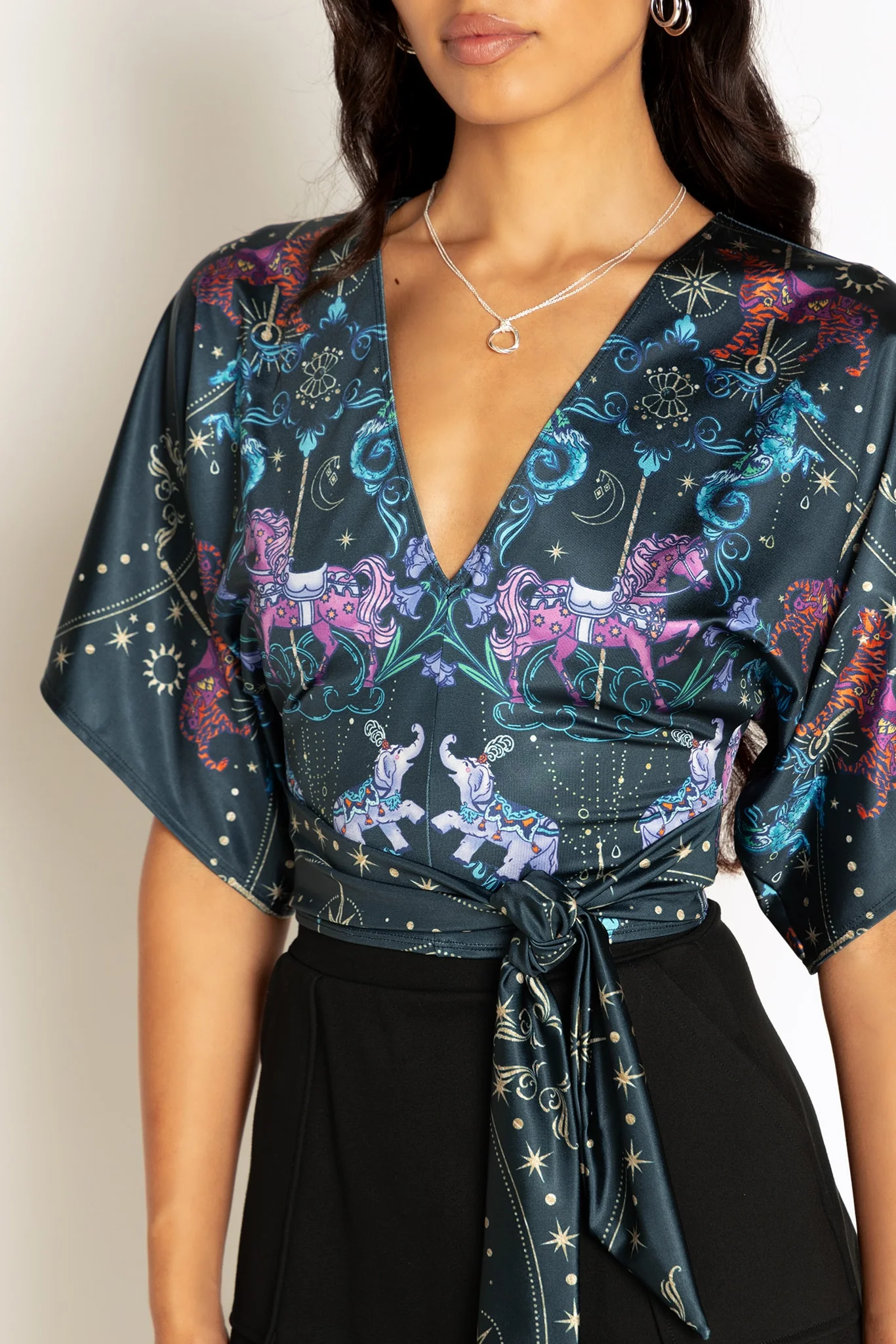 Carousel Shiny Kimono Tie Top - Image 3