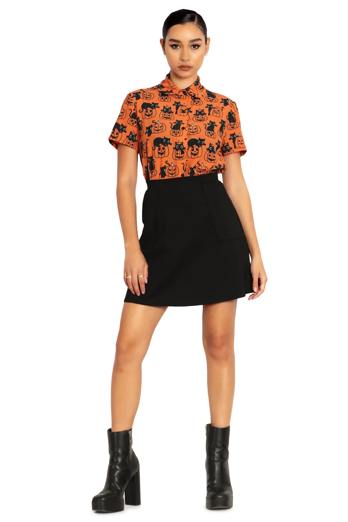 Cat O Lantern Cute As A Button Shirt - Image 4