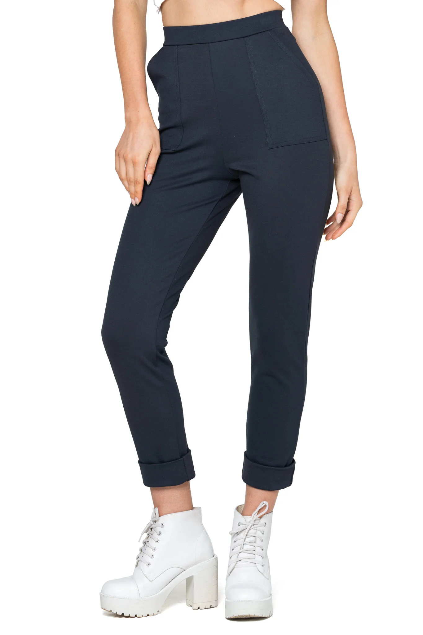 Charcoal Push It Ponte High Waisted Cuffed Pants - Image 3