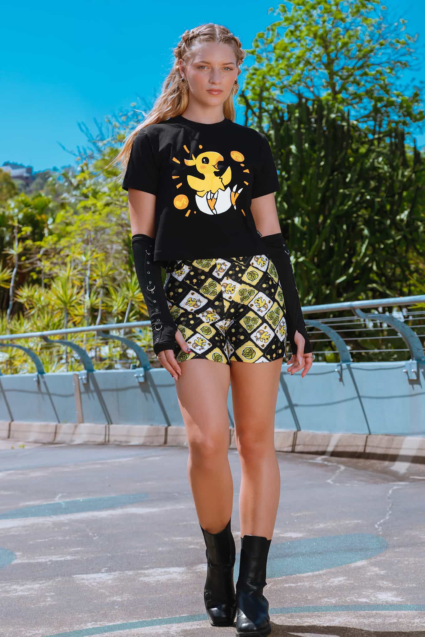 Chocobo High Waisted Pocket Shorts