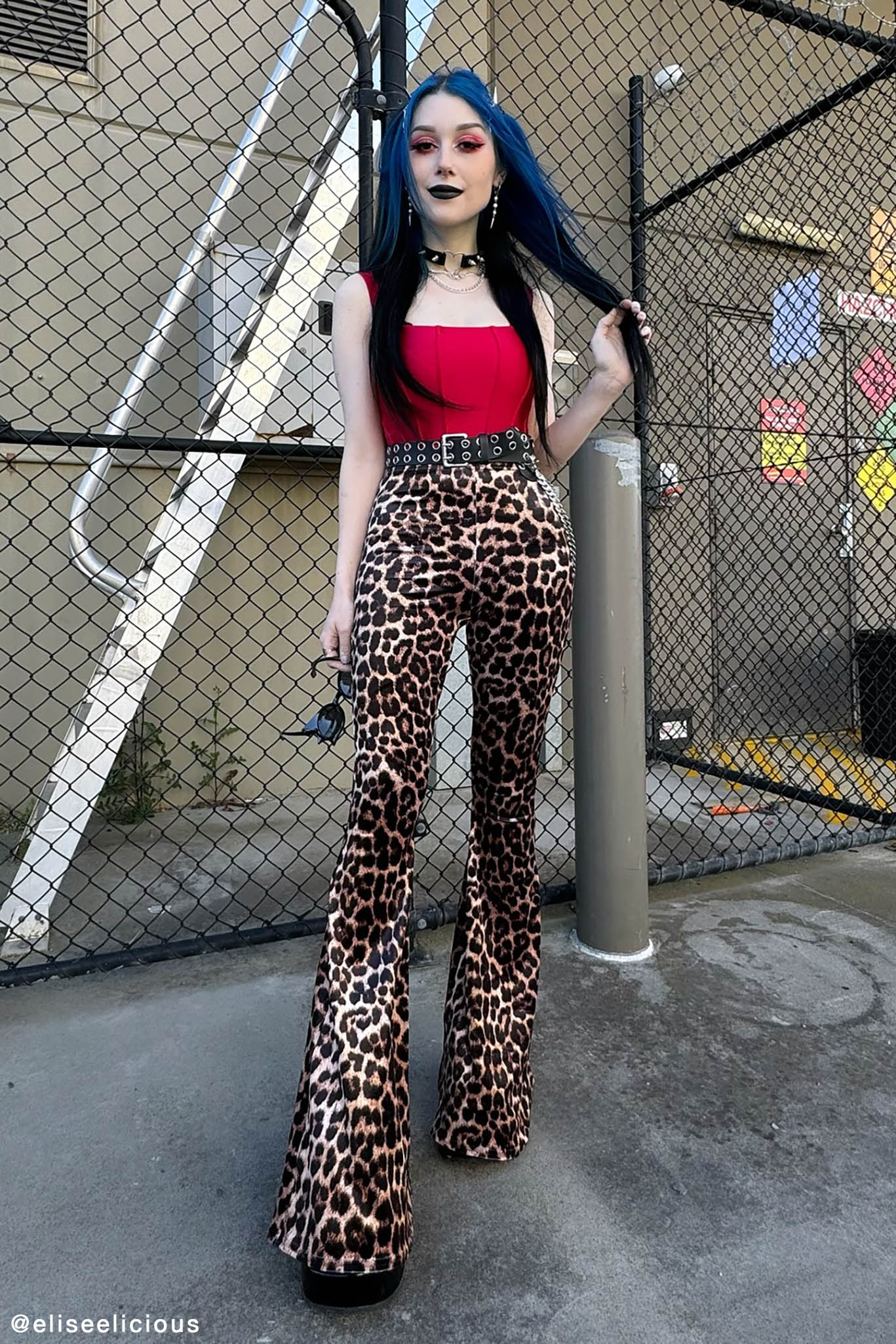 Claws Out Velvet High Waisted Flare Pants - Image 4