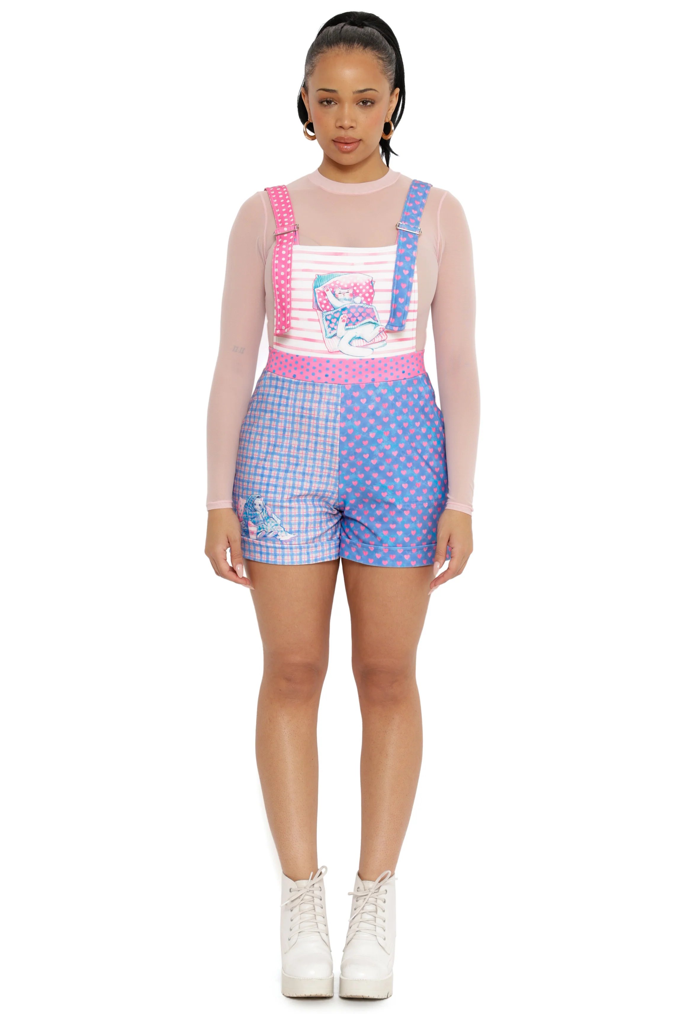 Cosy Kitties Inside Pocket Short Overalls - Image 5