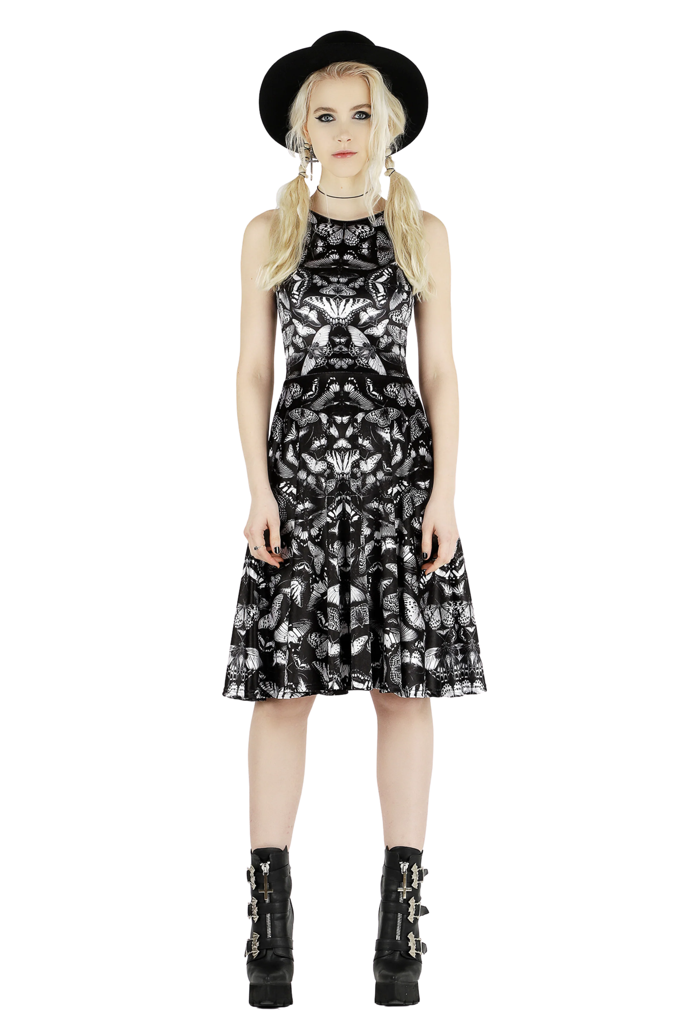 Dark Butterflies Velvet Princess Midi Dress