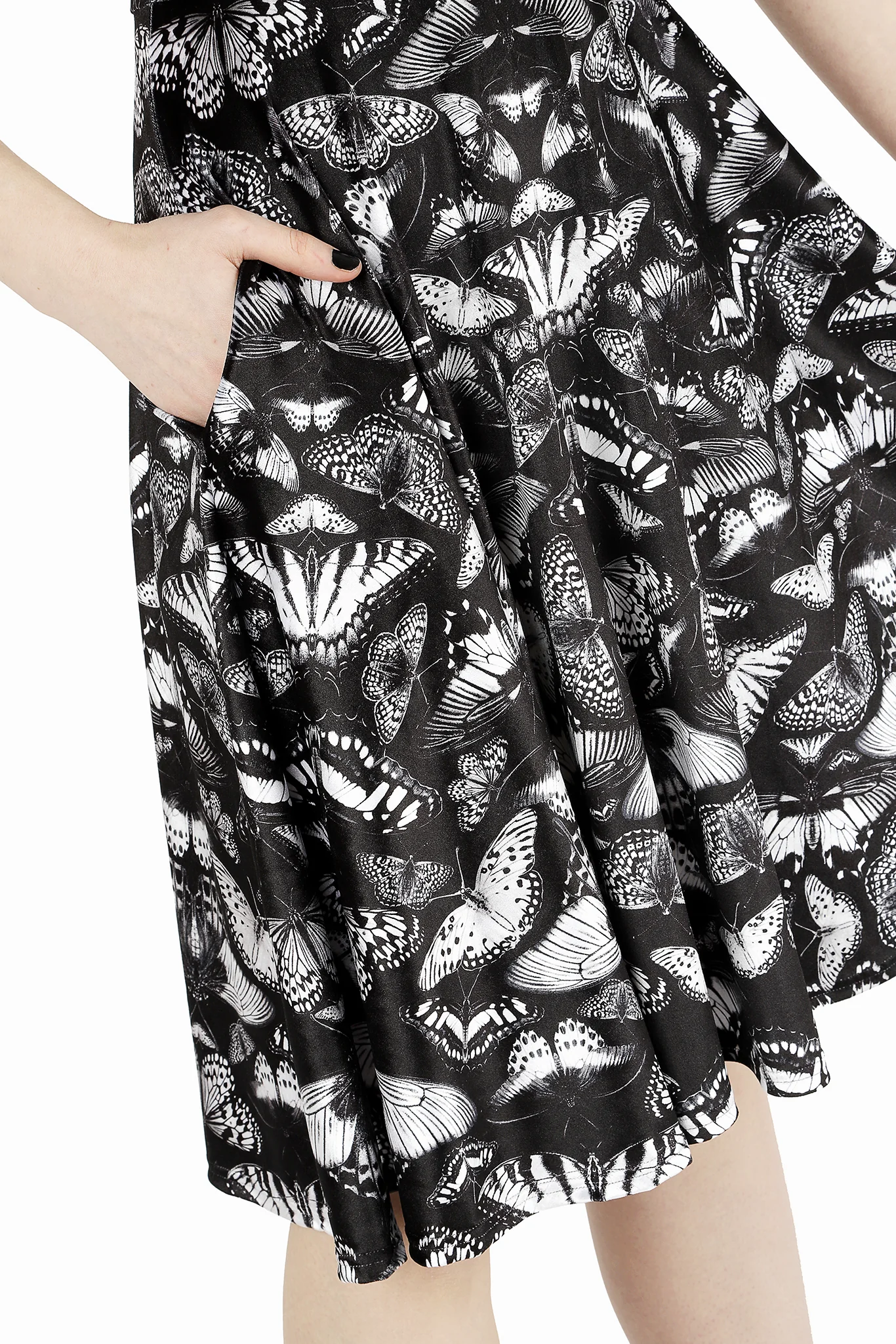 Dark Butterflies Velvet Princess Midi Dress - Image 3