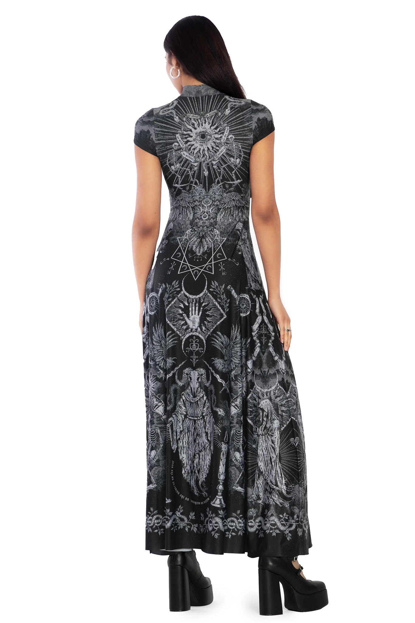 Dark Rites High Neck Cap Sleeve Maxi Dress - Image 2