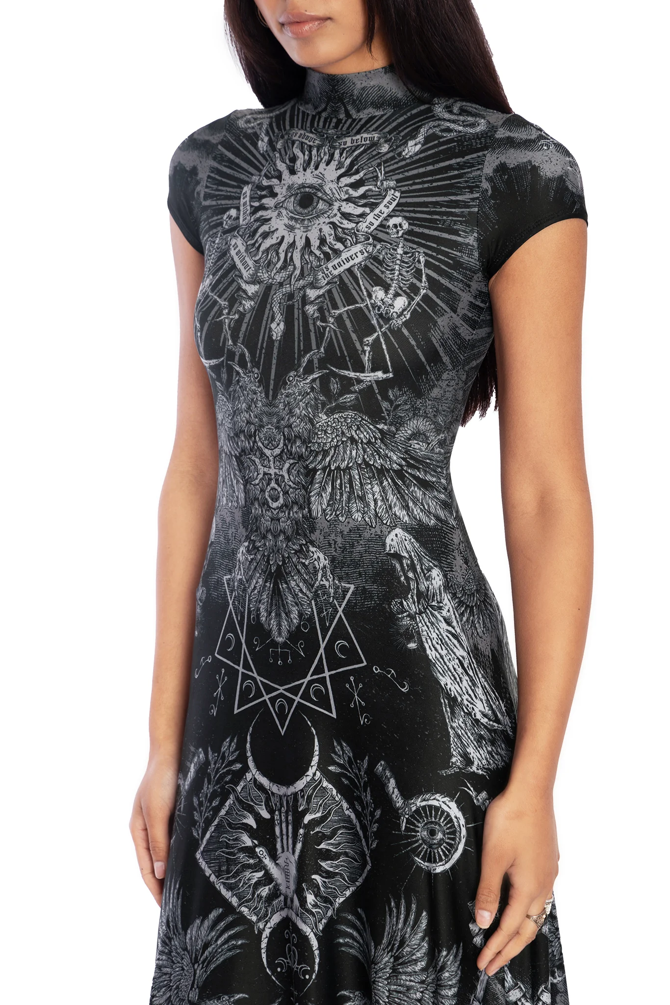 Dark Rites High Neck Cap Sleeve Maxi Dress - Image 3