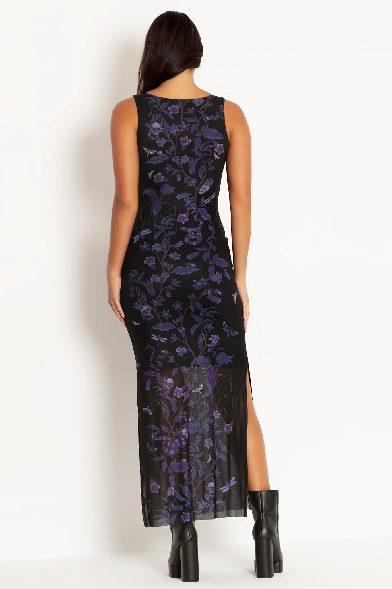 Deadly Nightshade Sheer Column Maxi Dress - Image 2