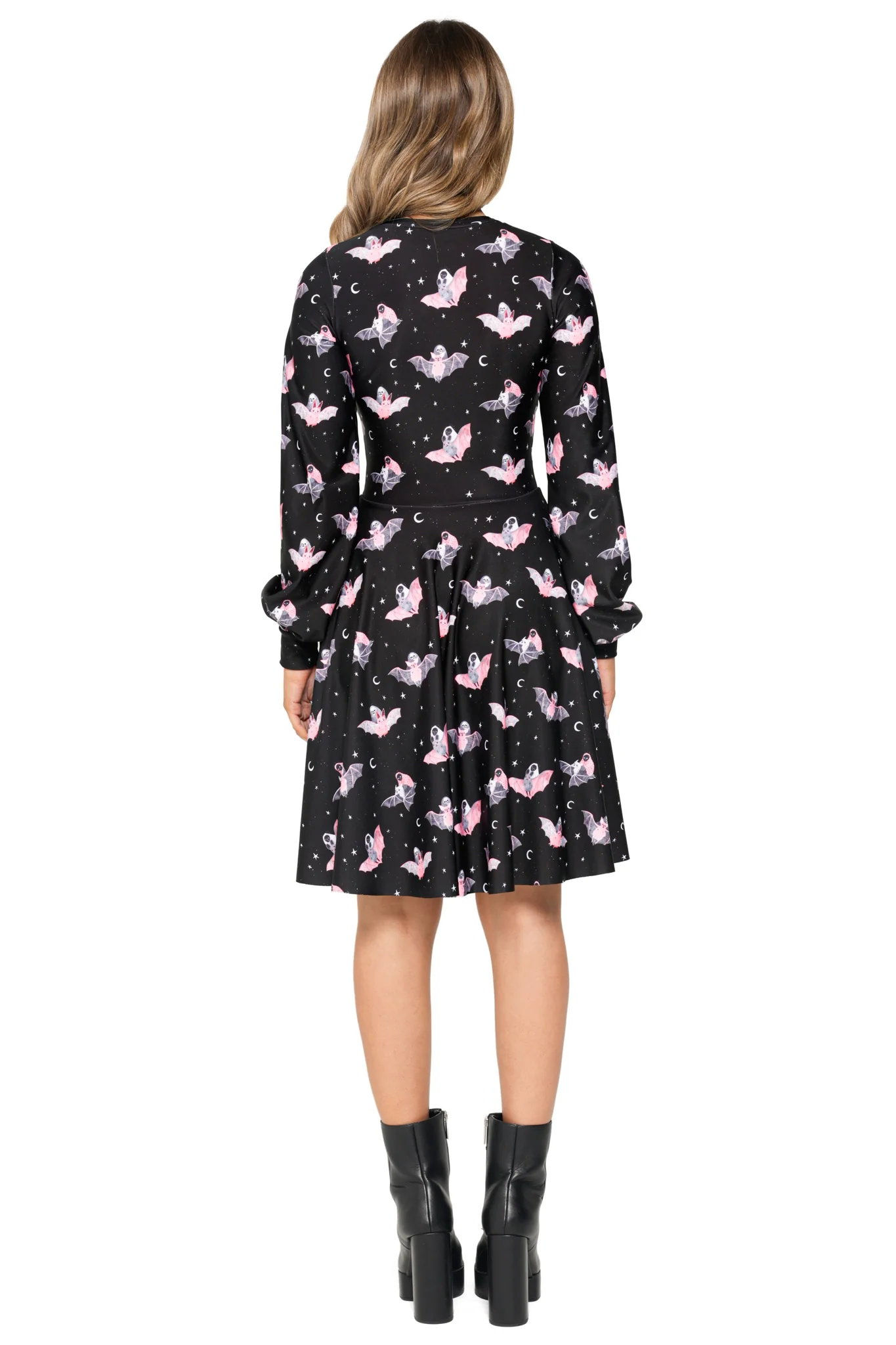 Death Riding Bats Bishop Sleeve Longline Dress - Image 2