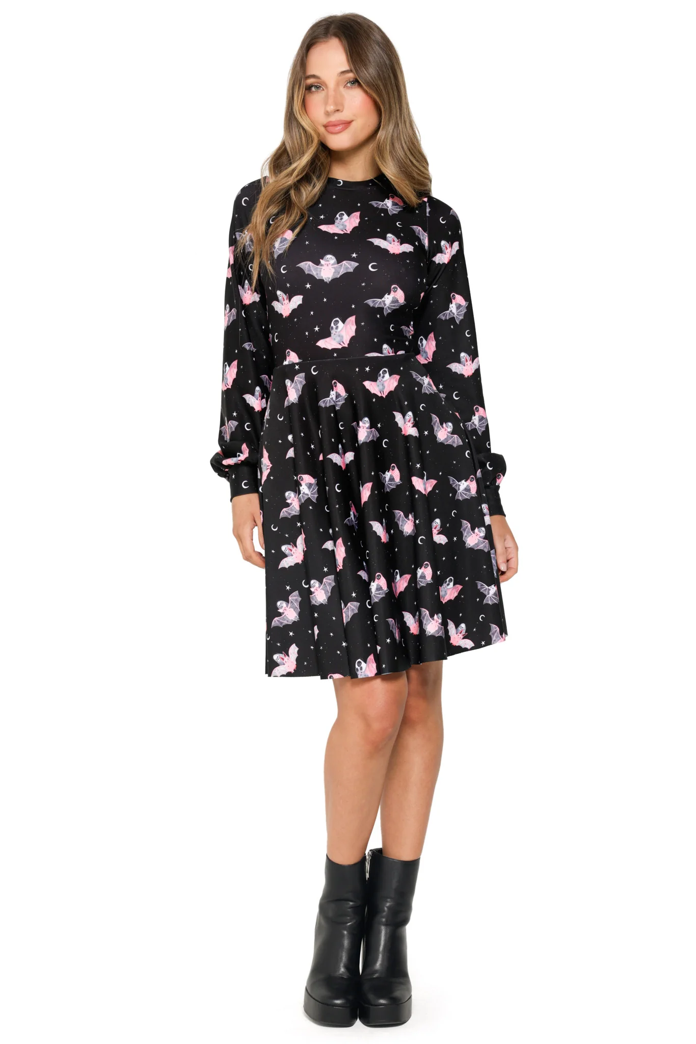 Death Riding Bats Bishop Sleeve Longline Dress - Image 4