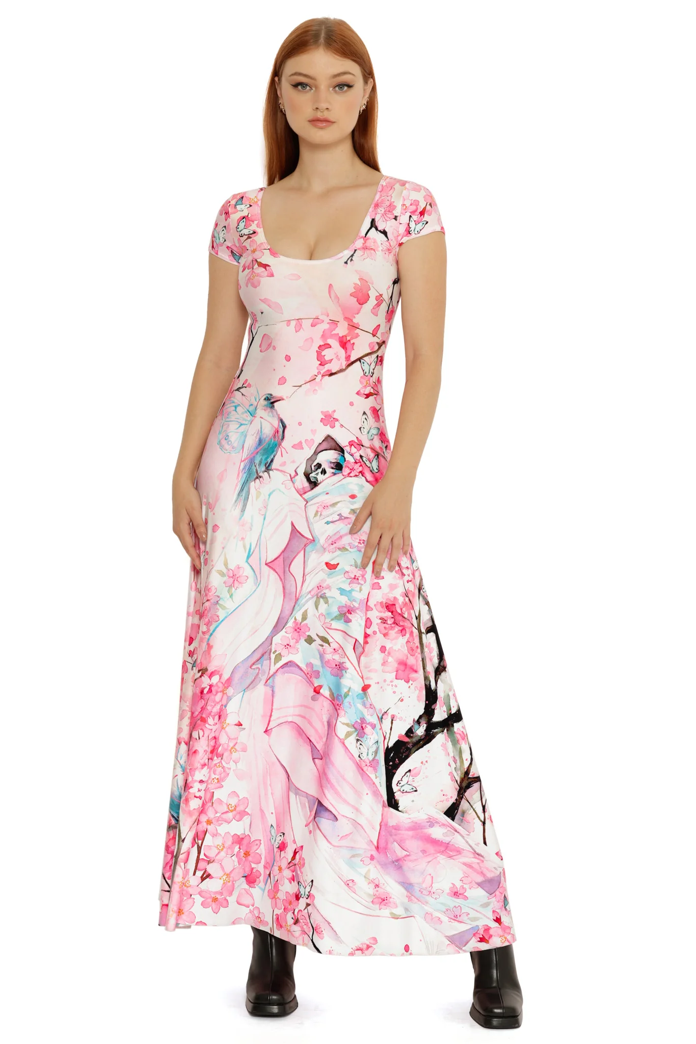 Death's Friend Cap Sleeve Scoop Maxi Dress - Image 4