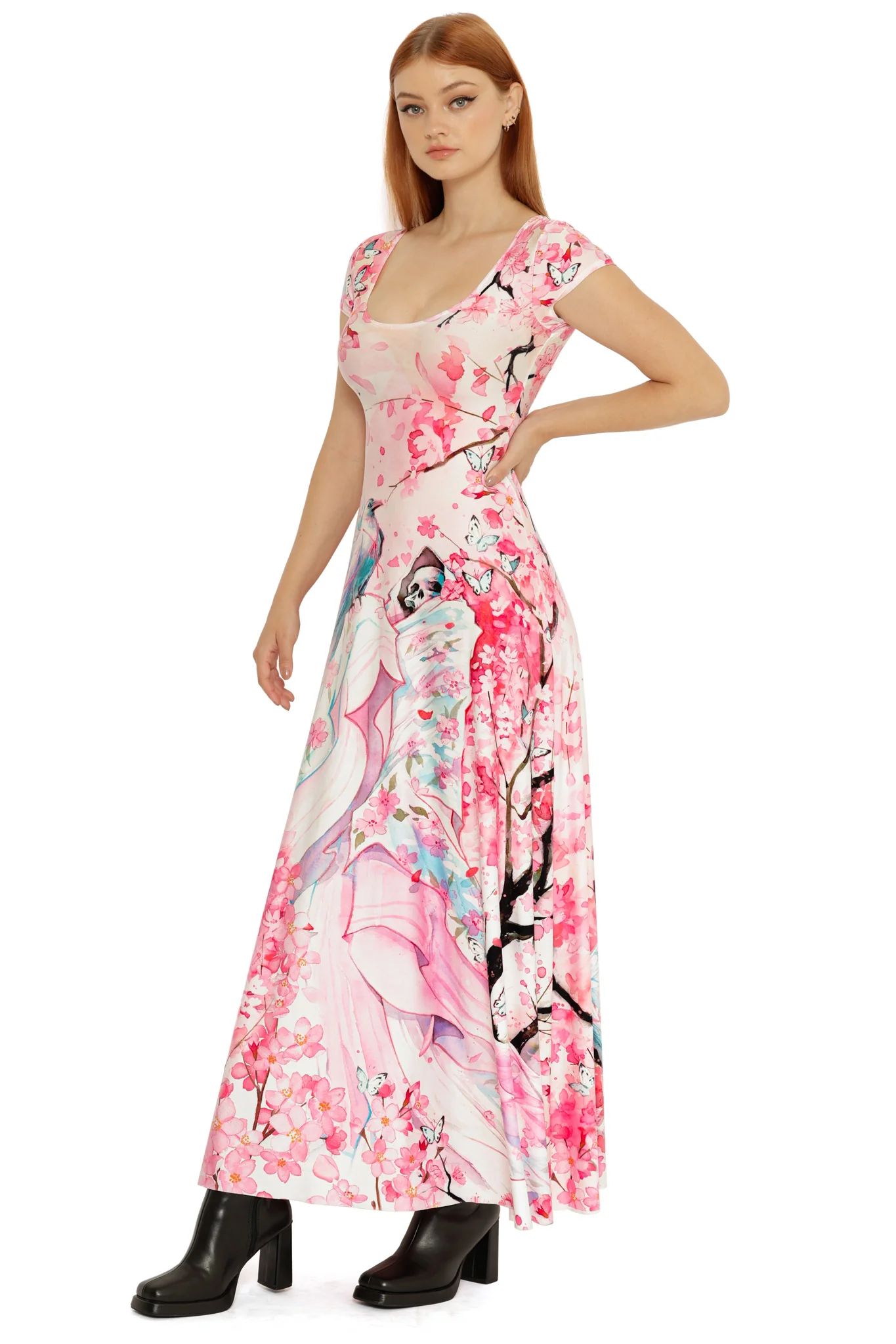Death's Friend Cap Sleeve Scoop Maxi Dress - Image 7
