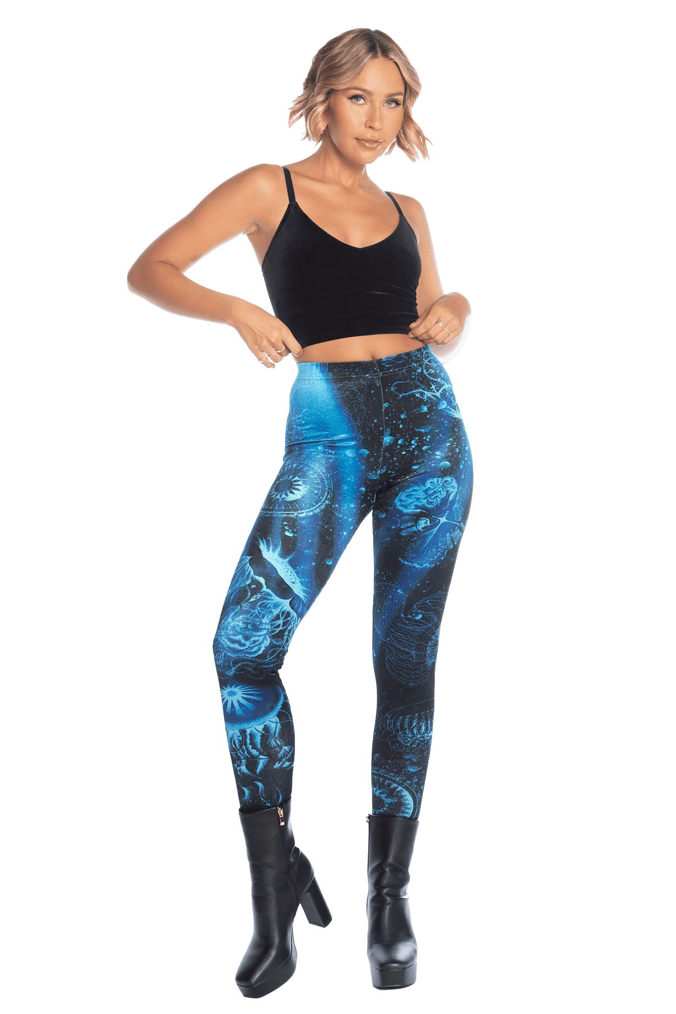 Deep Sea Jellyfish Velvet High Waisted Leggings