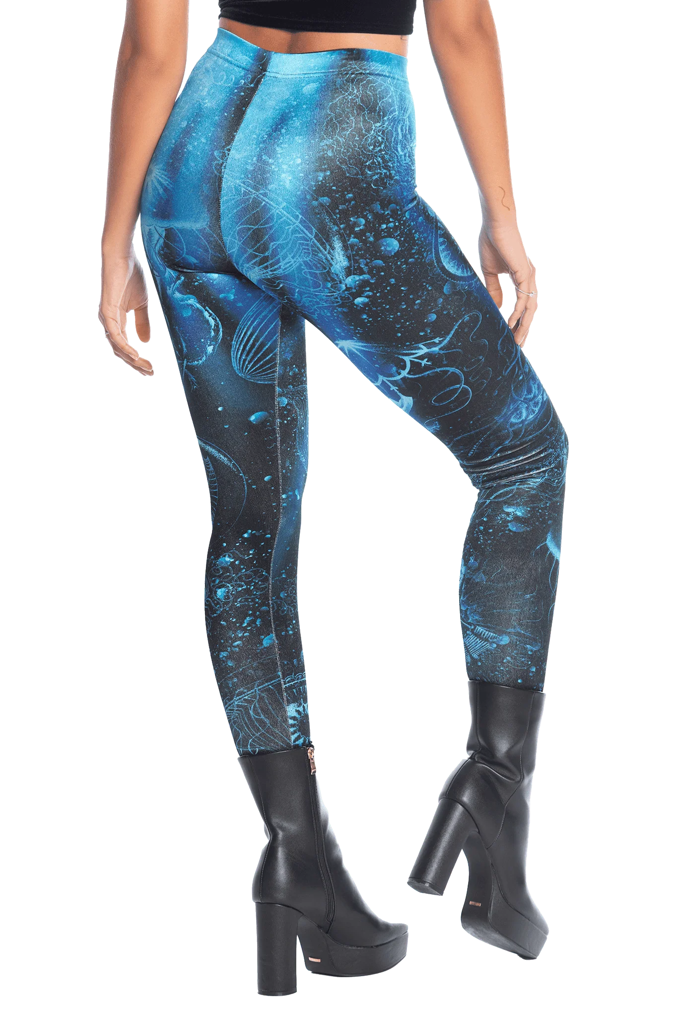 Deep Sea Jellyfish Velvet High Waisted Leggings - Image 2