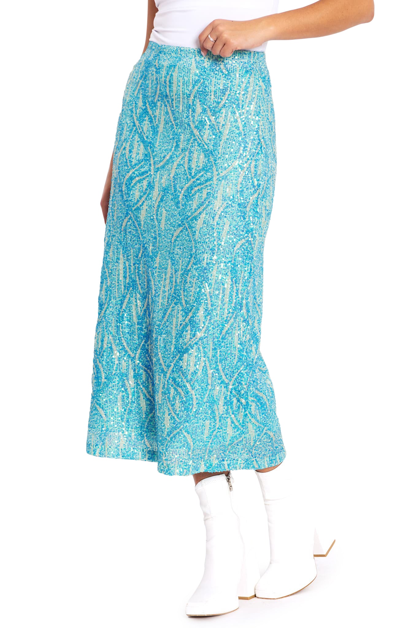 Diamond Waves Sequin A-Line Midaxi Skirt - Image 3