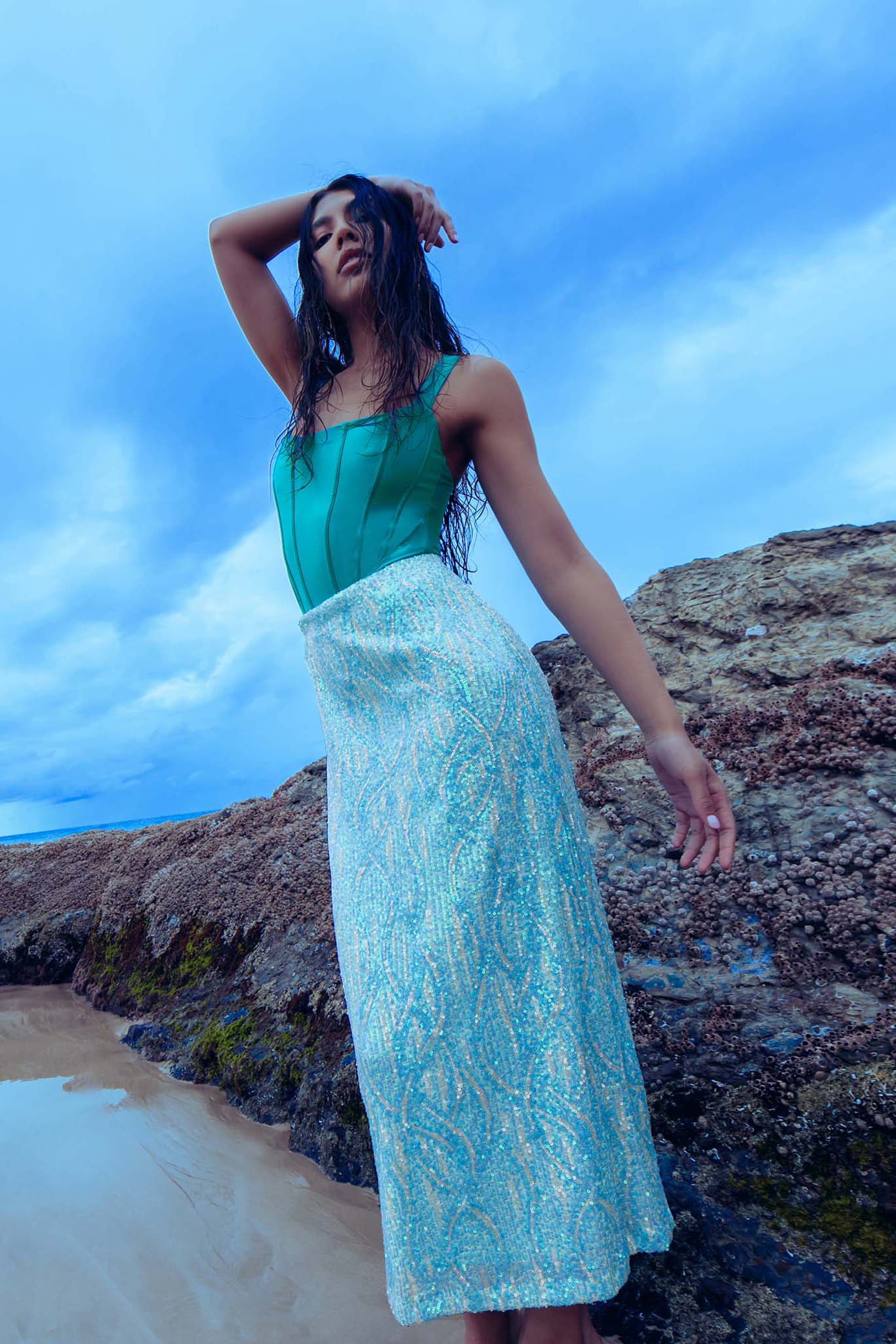 Diamond Waves Sequin A-Line Midaxi Skirt - Image 4