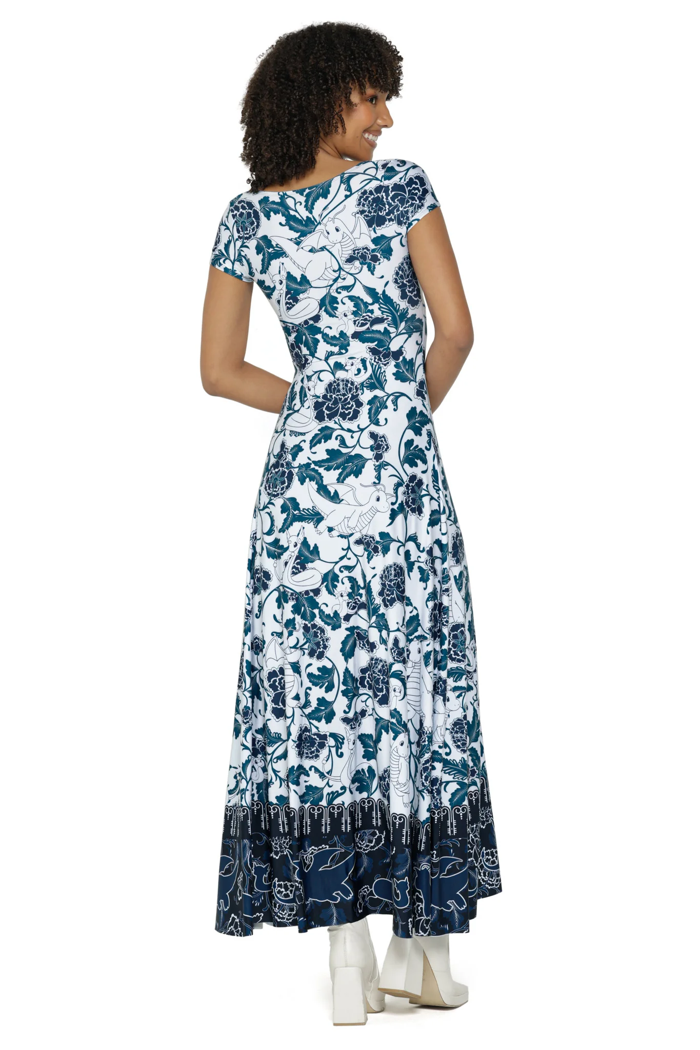 Dratini Evolution Porcelain Cap Sleeve Scoop Maxi Dress - Image 2