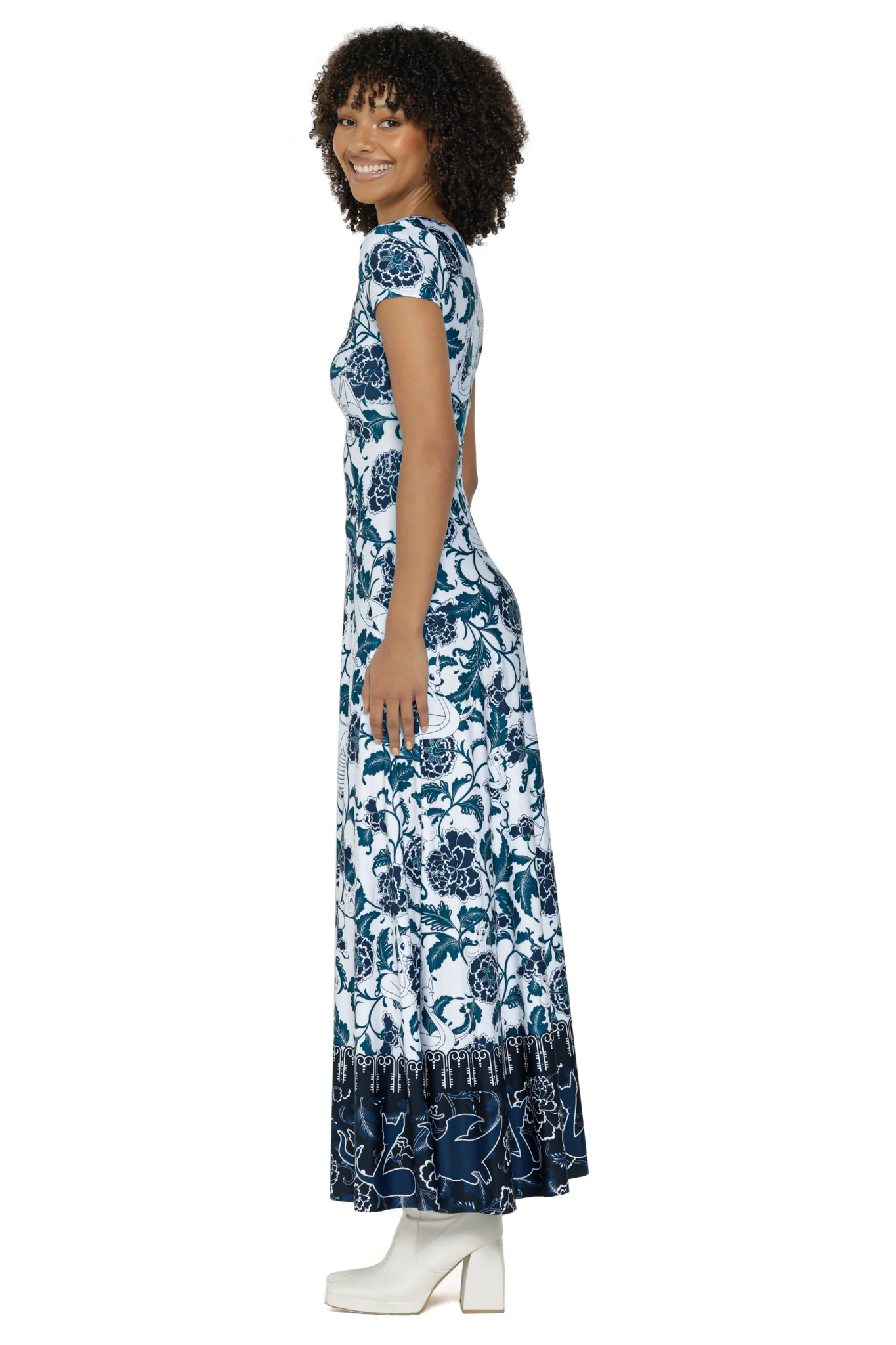 Dratini Evolution Porcelain Cap Sleeve Scoop Maxi Dress - Image 7