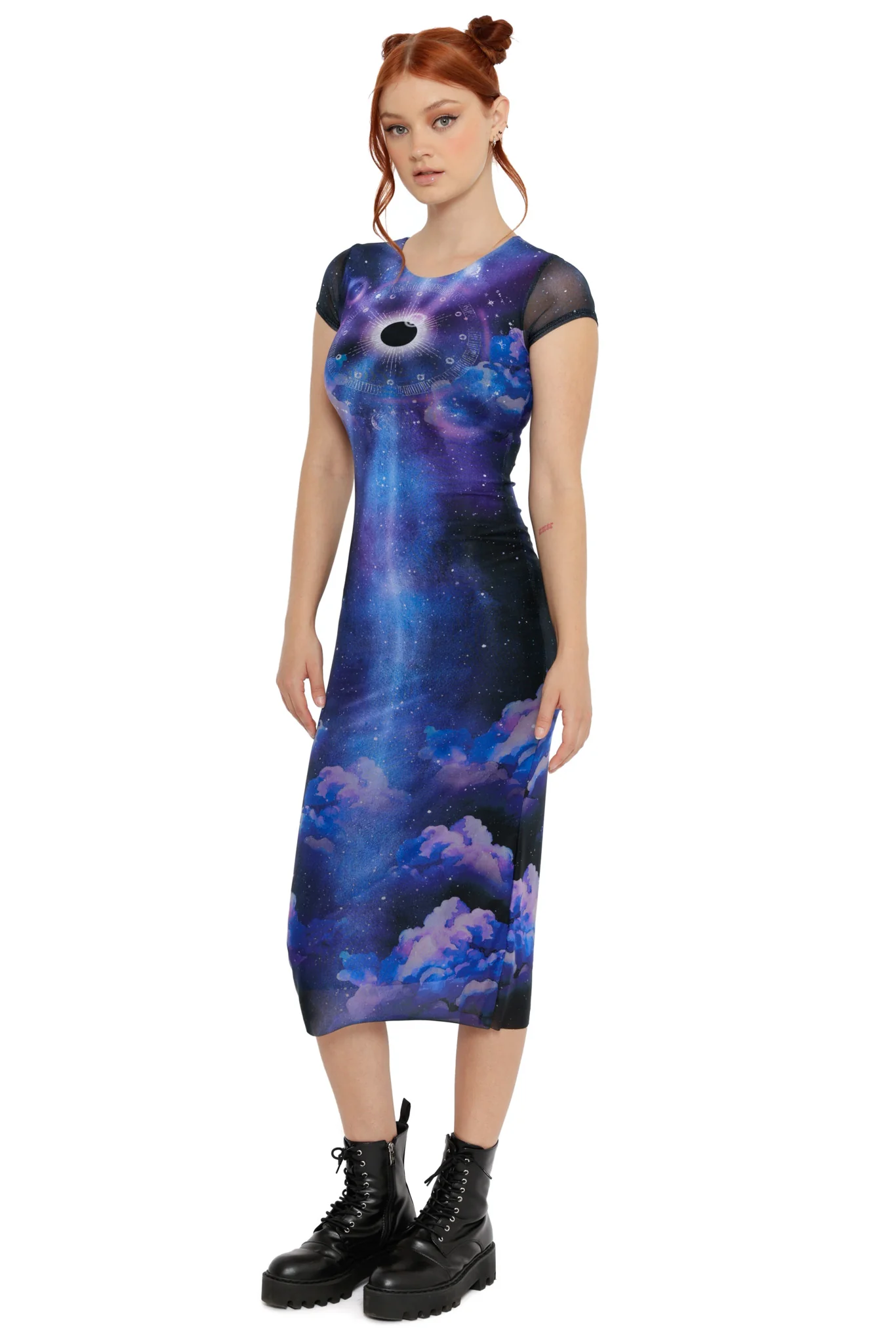 Eclipse Sheer Cap Sleeve Bodycon Maxi Dress - Image 2
