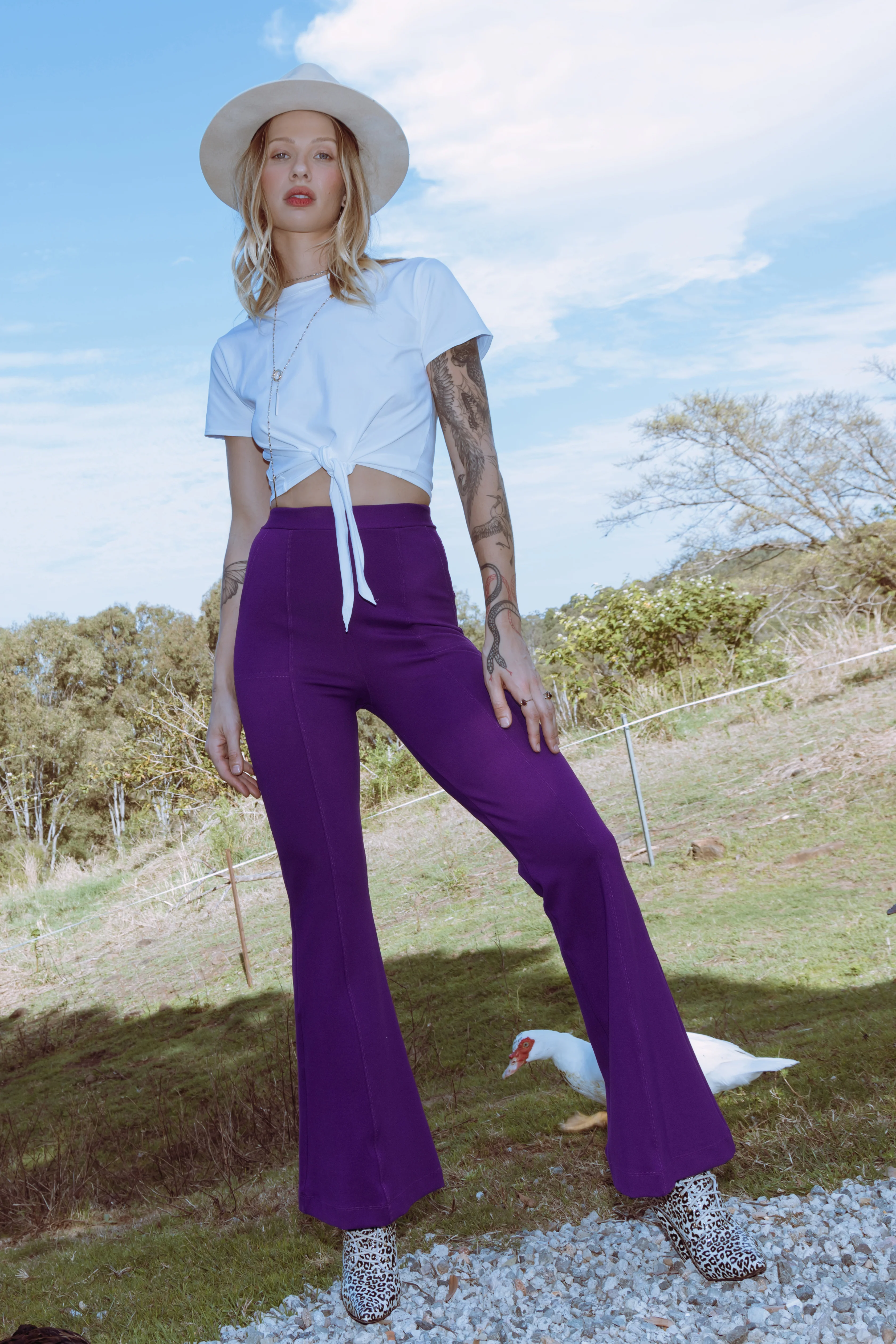 Eggplant Bootleg Pants
