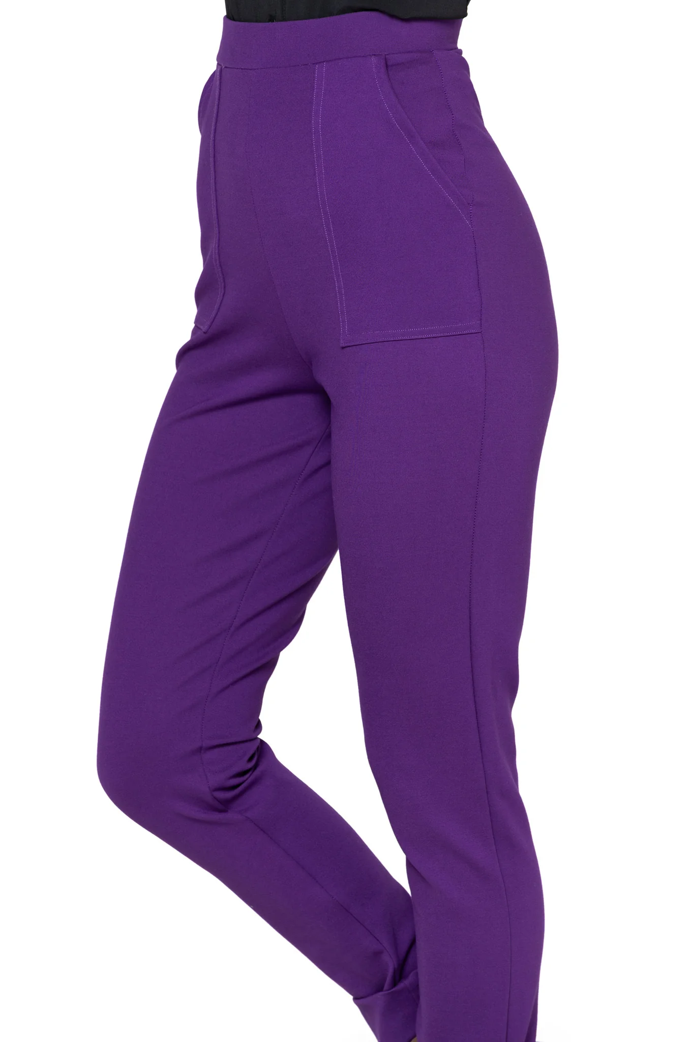 Eggplant Push It Ponte High Waisted Cuffed Pants - Image 4