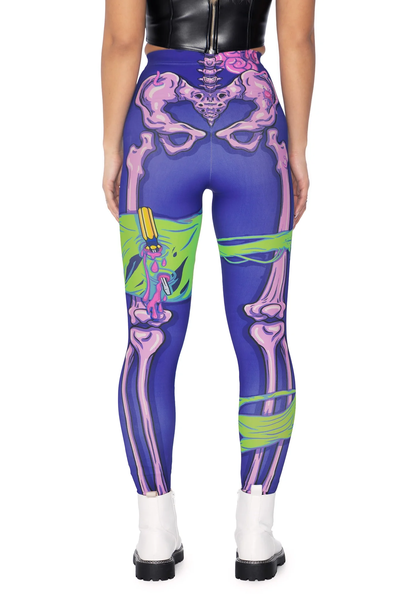 Electro-Necrosis High Waisted Matte Finish Leggings - Image 2