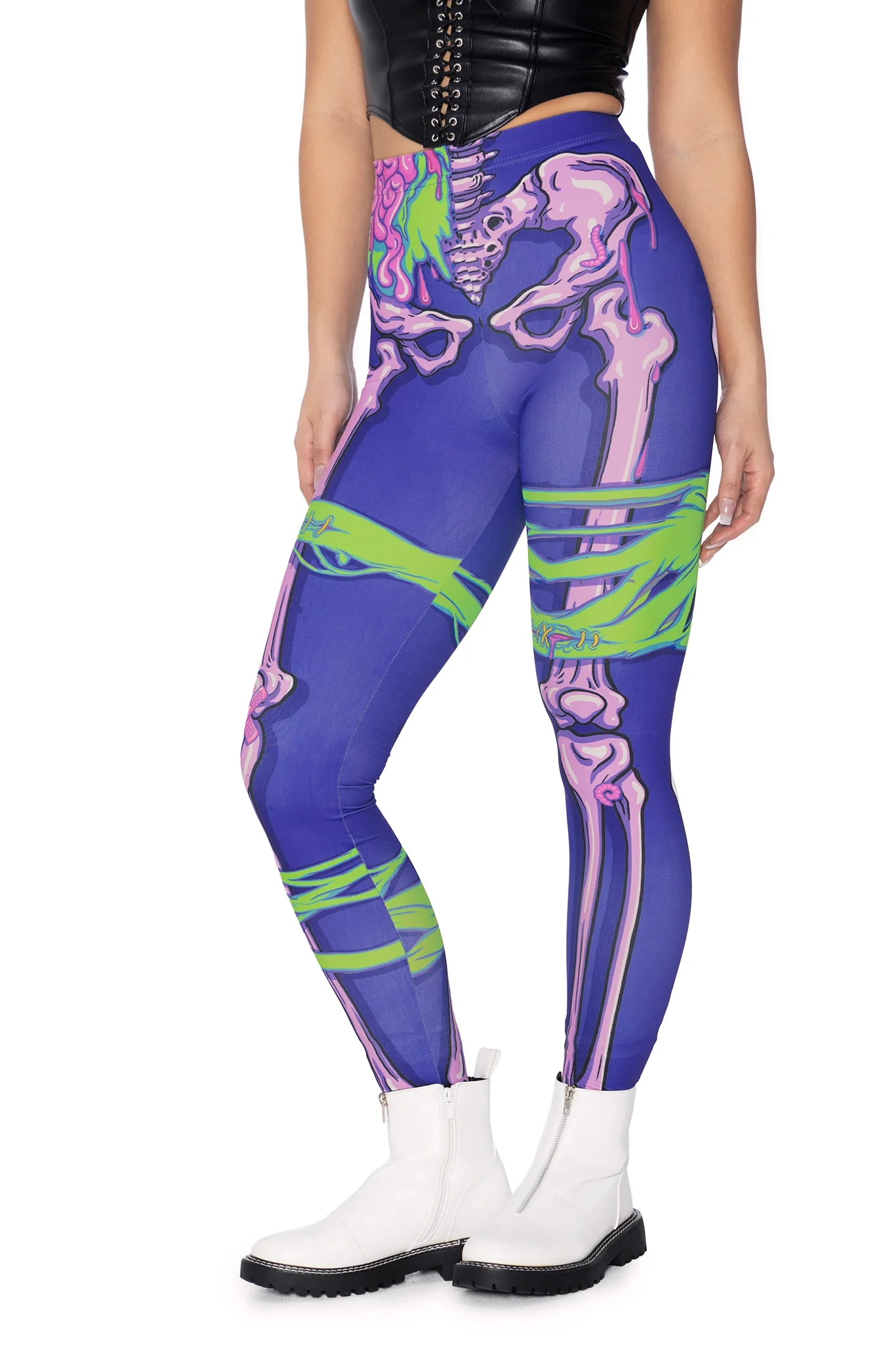 Electro-Necrosis High Waisted Matte Finish Leggings - Image 5