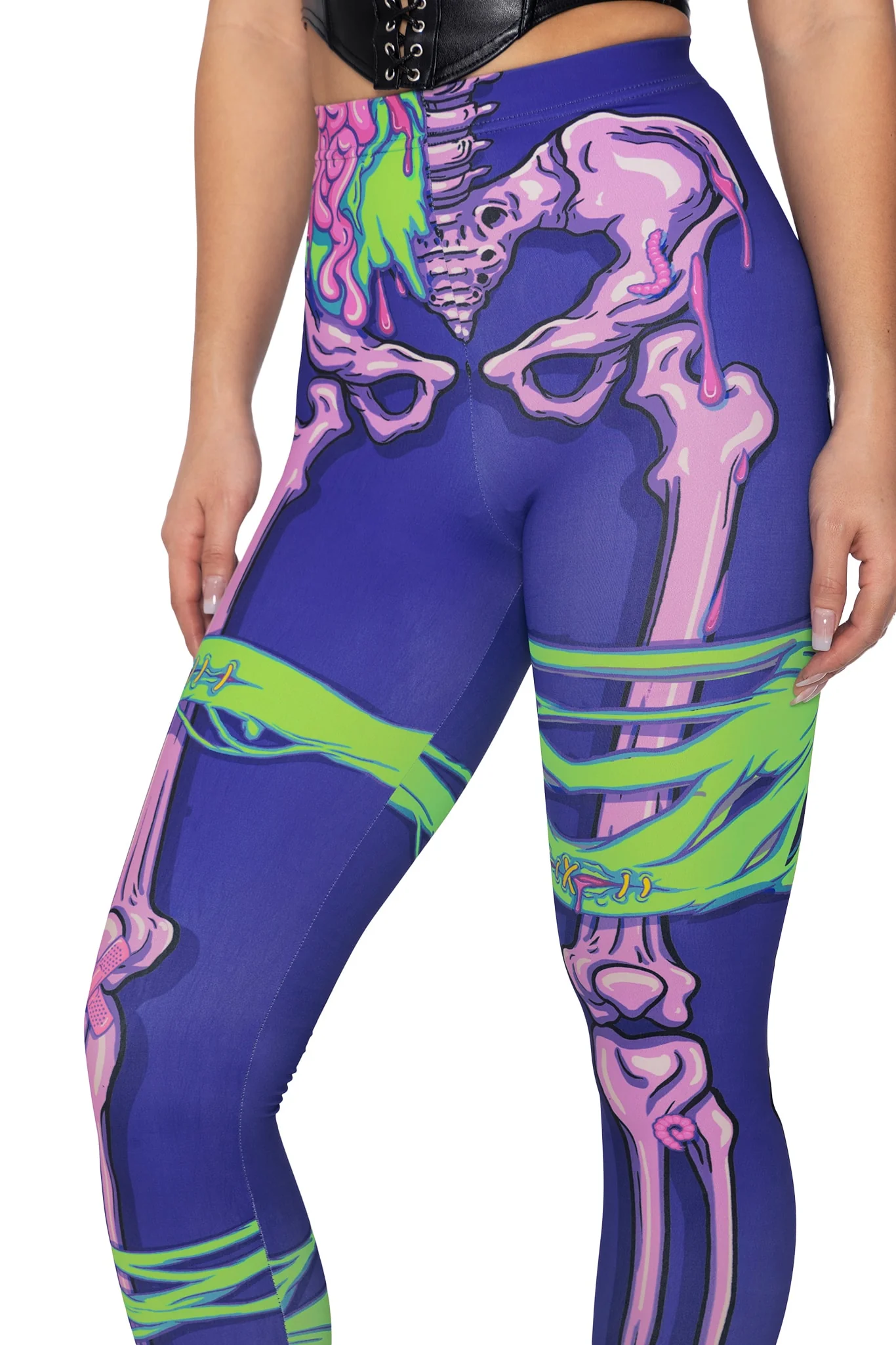 Electro-Necrosis High Waisted Matte Finish Leggings - Image 6