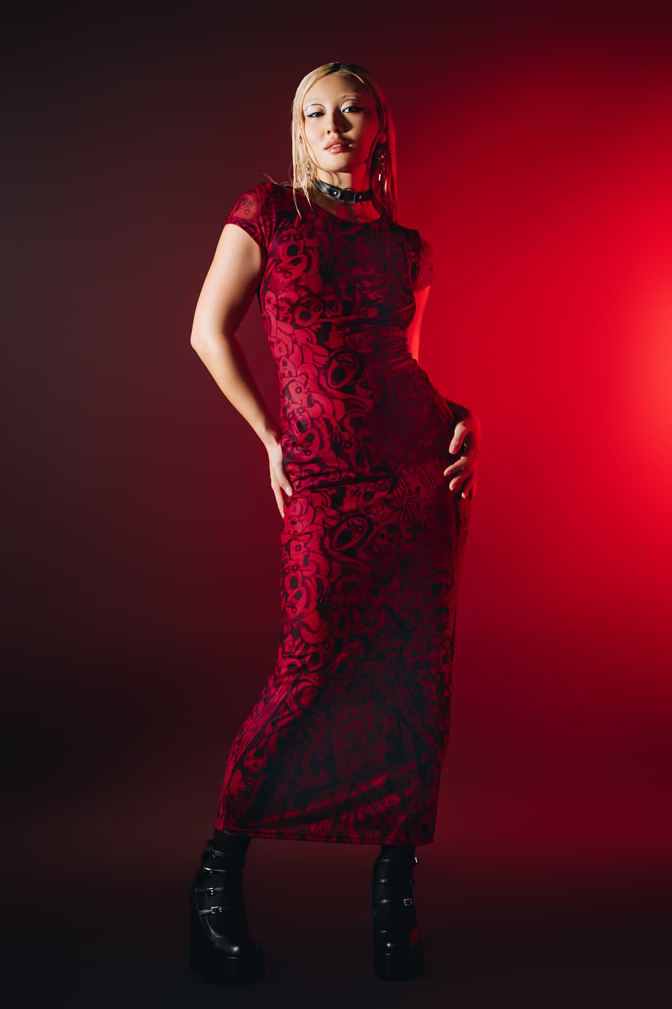 Erosion Sheer Short Sleeve Column Maxi Dress - Image 5