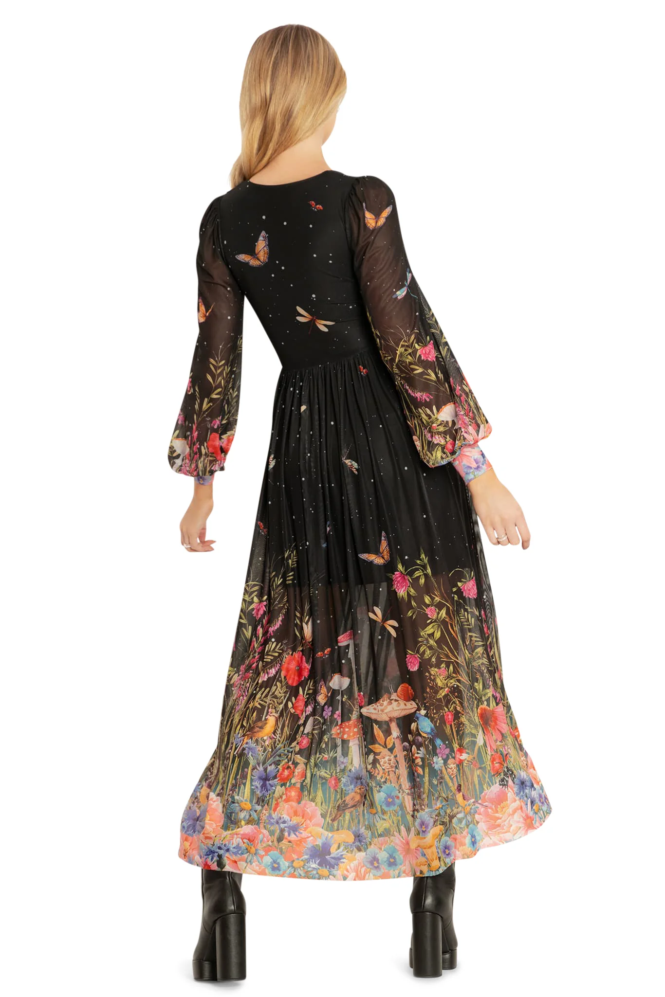 Fairytale Floral Sheer Bishop Maxi Dress - Image 3