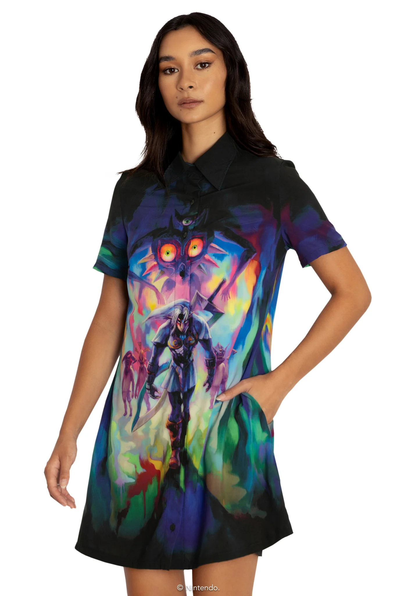 Fierce Deity Link Short Sleeve Shirt Dress - Image 7