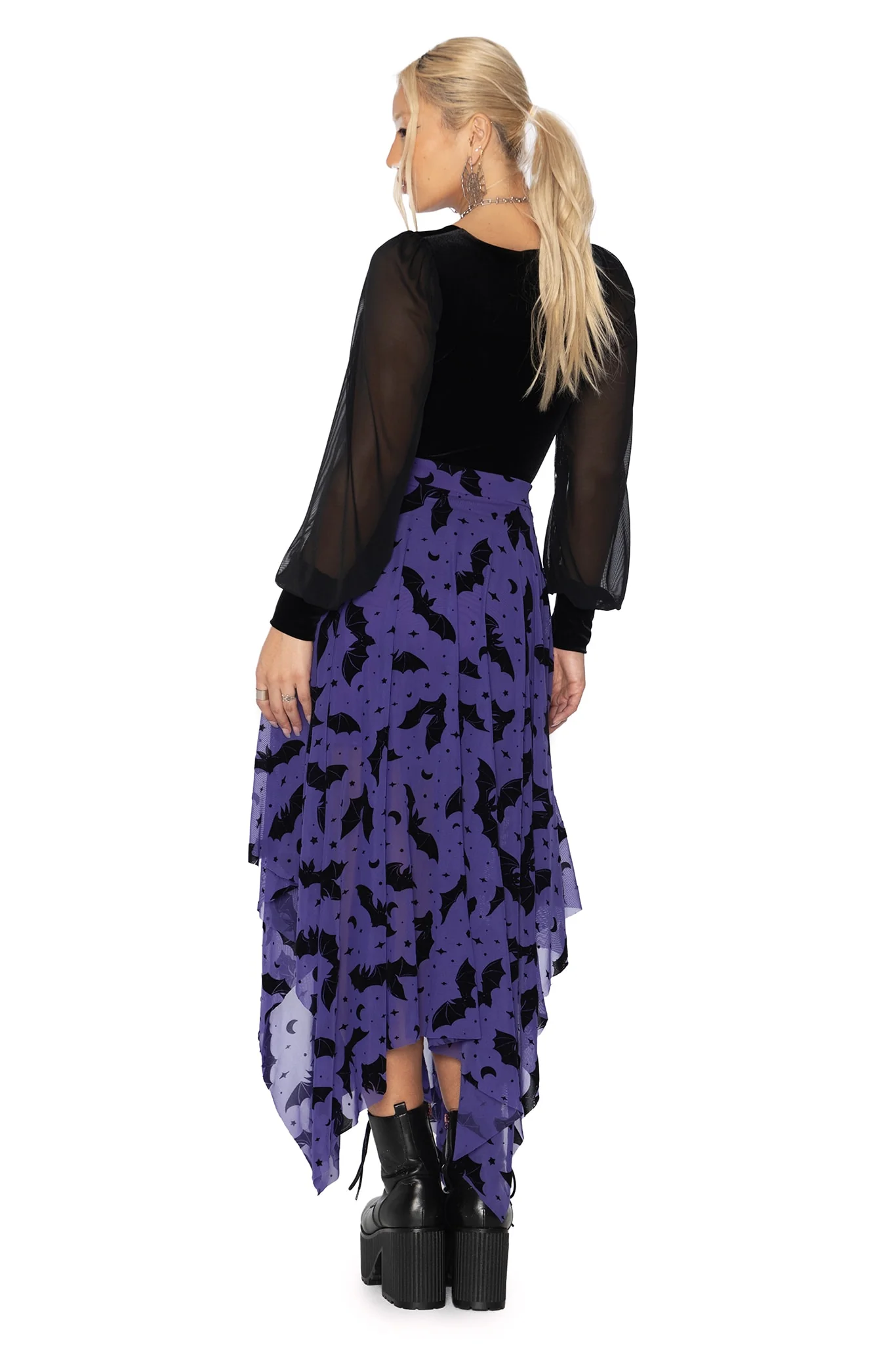 Flock Of Bats Purple Handkerchief Skirt - Image 2