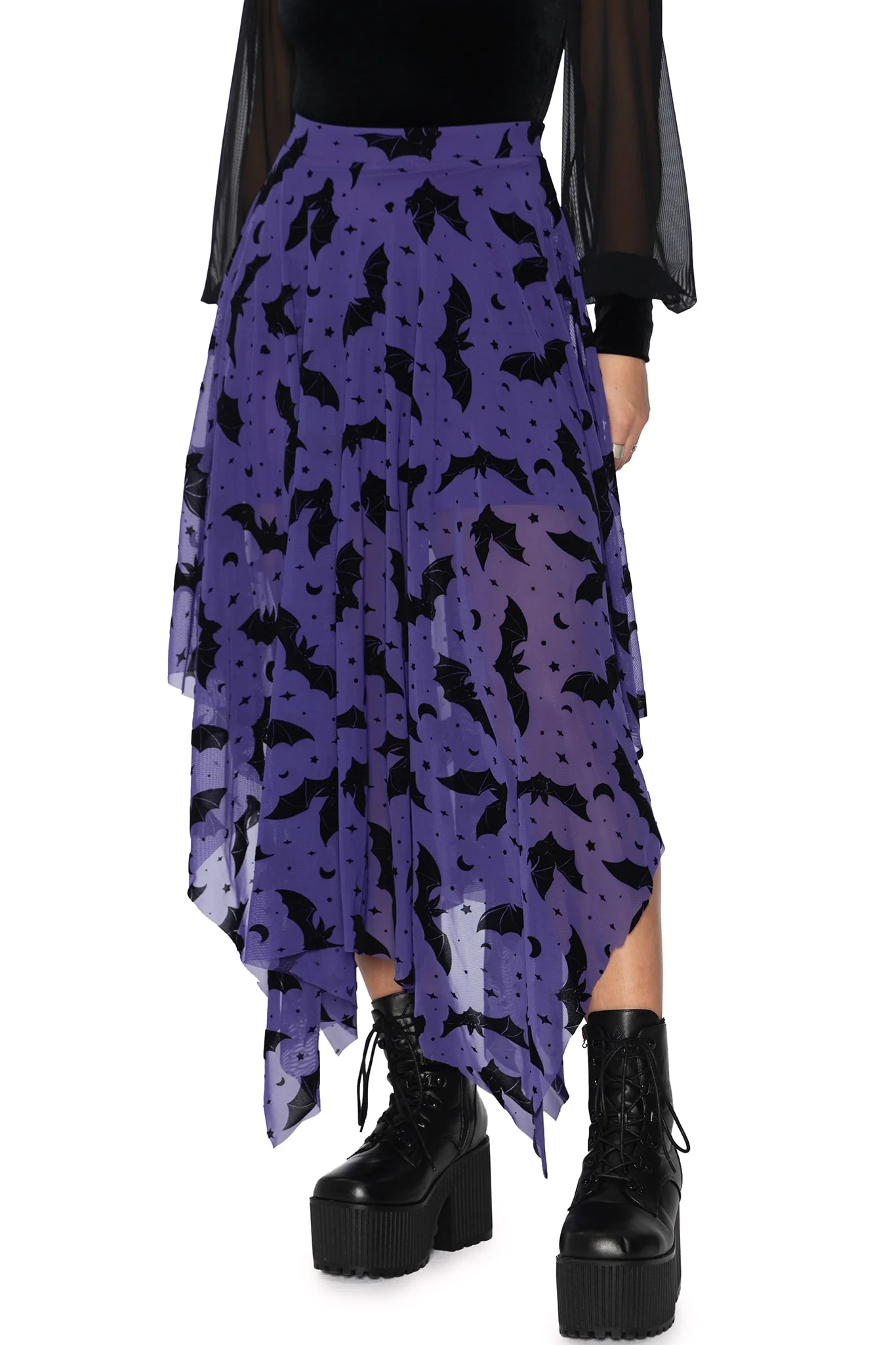 Flock Of Bats Purple Handkerchief Skirt - Image 3