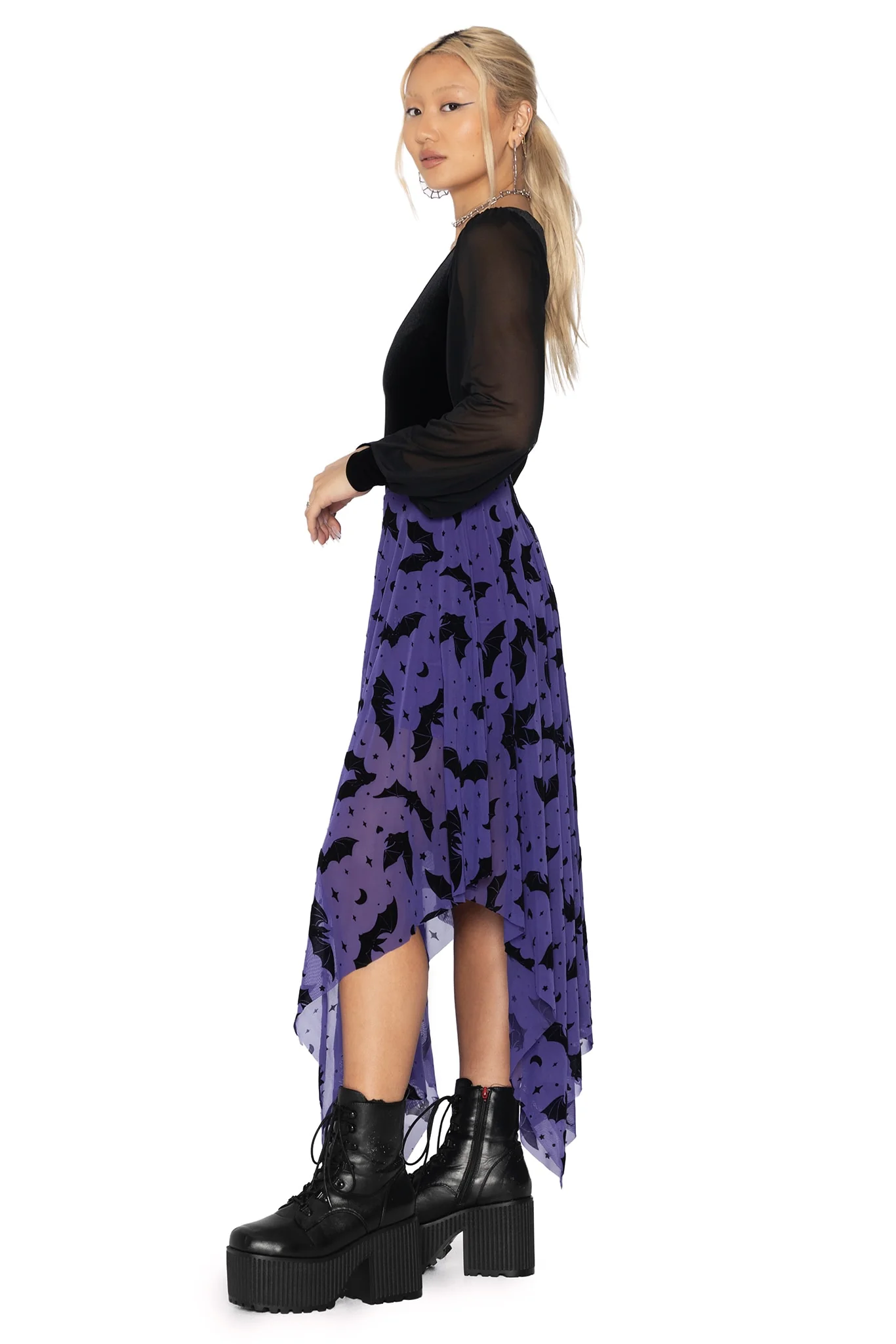 Flock Of Bats Purple Handkerchief Skirt - Image 7