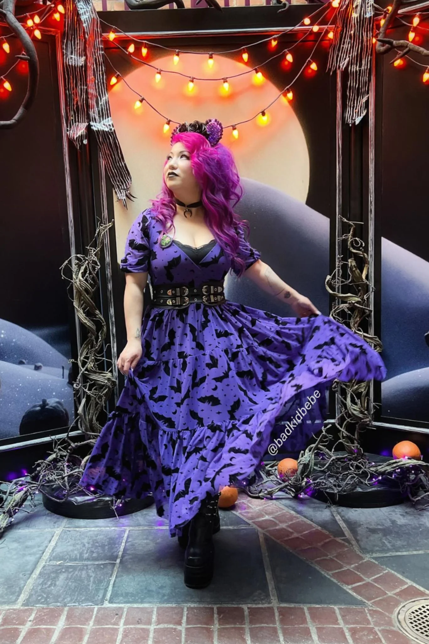 Flock Of Bats Purple Wrap Midaxi Dress - Image 10