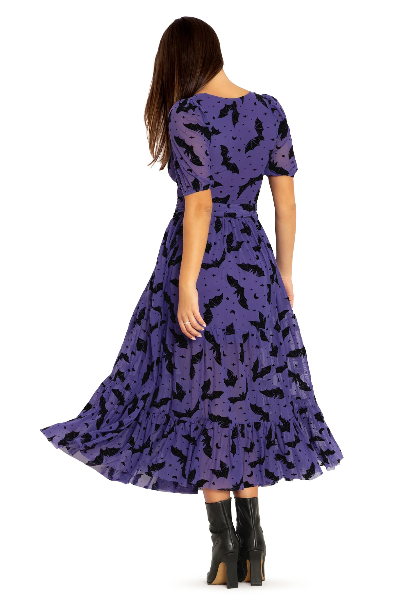 Flock Of Bats Purple Wrap Midaxi Dress - Image 11
