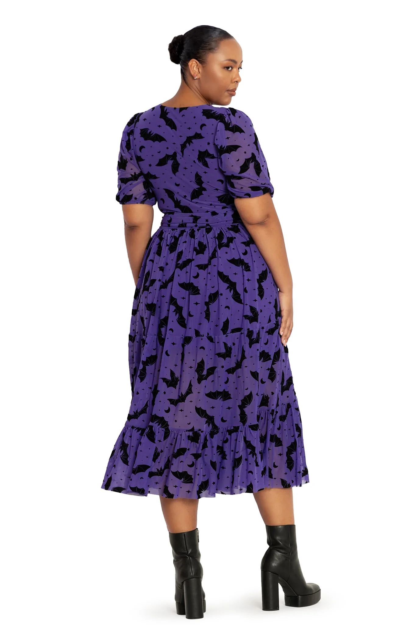 Flock Of Bats Purple Wrap Midaxi Dress - Image 2