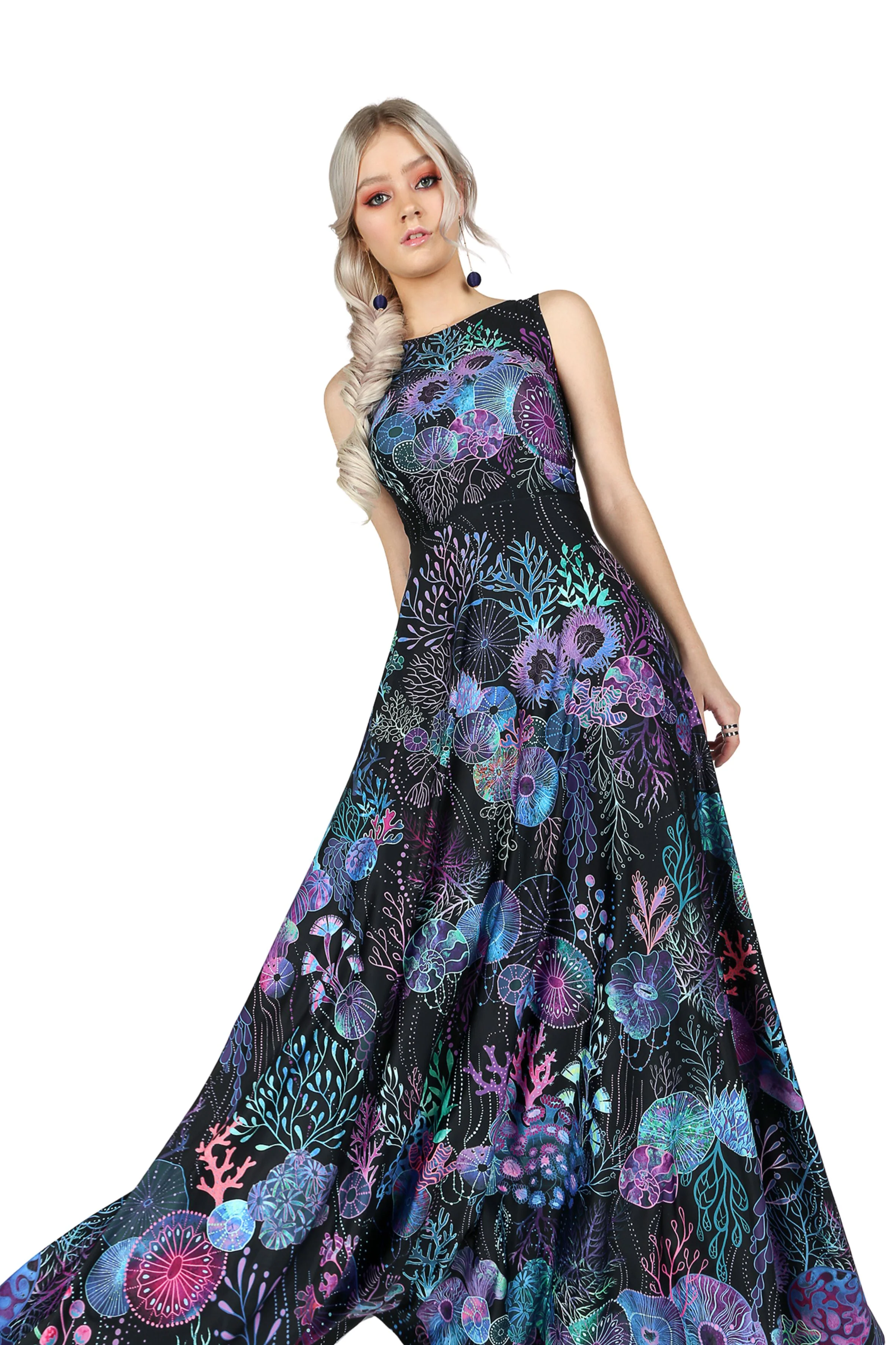 Floral Coral Princess Maxi Dress - Image 4