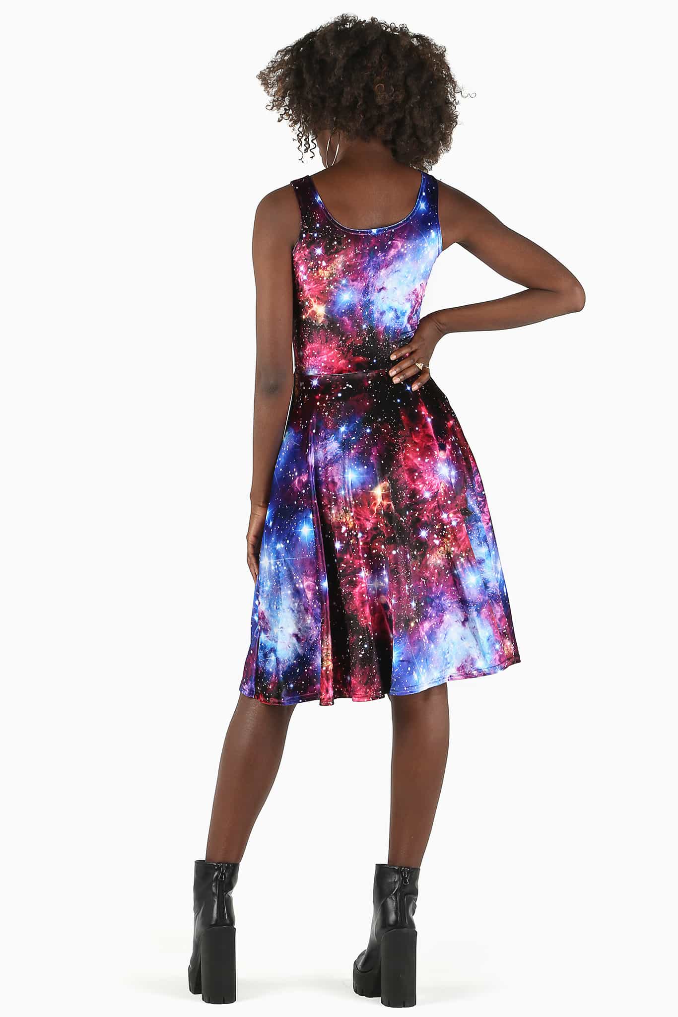 Galaxy Amethyst Velvet Pocket Midi Dress - Image 2