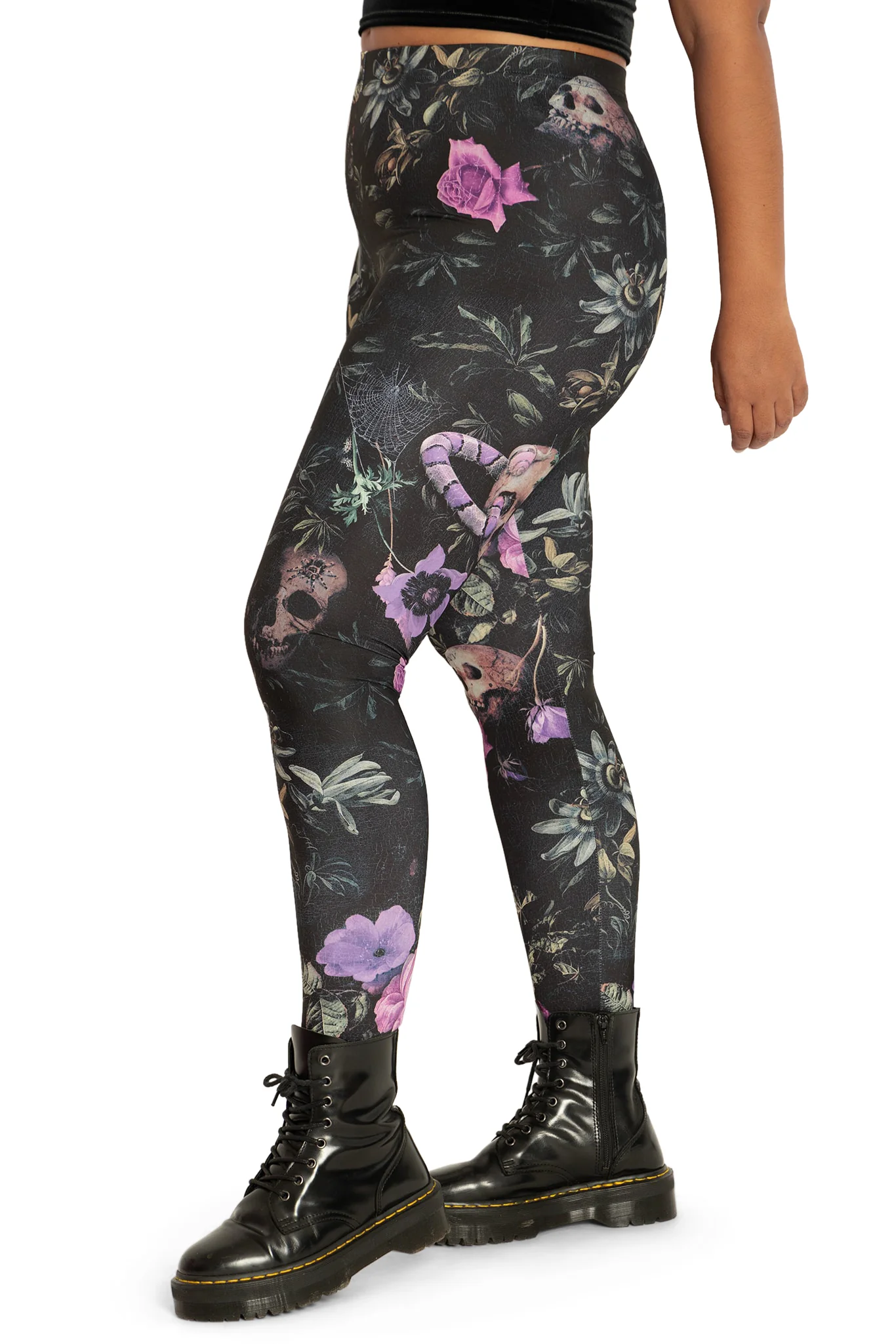 Garden Of The Dead Purple High Waisted Matte Finish Leggings - Image 5