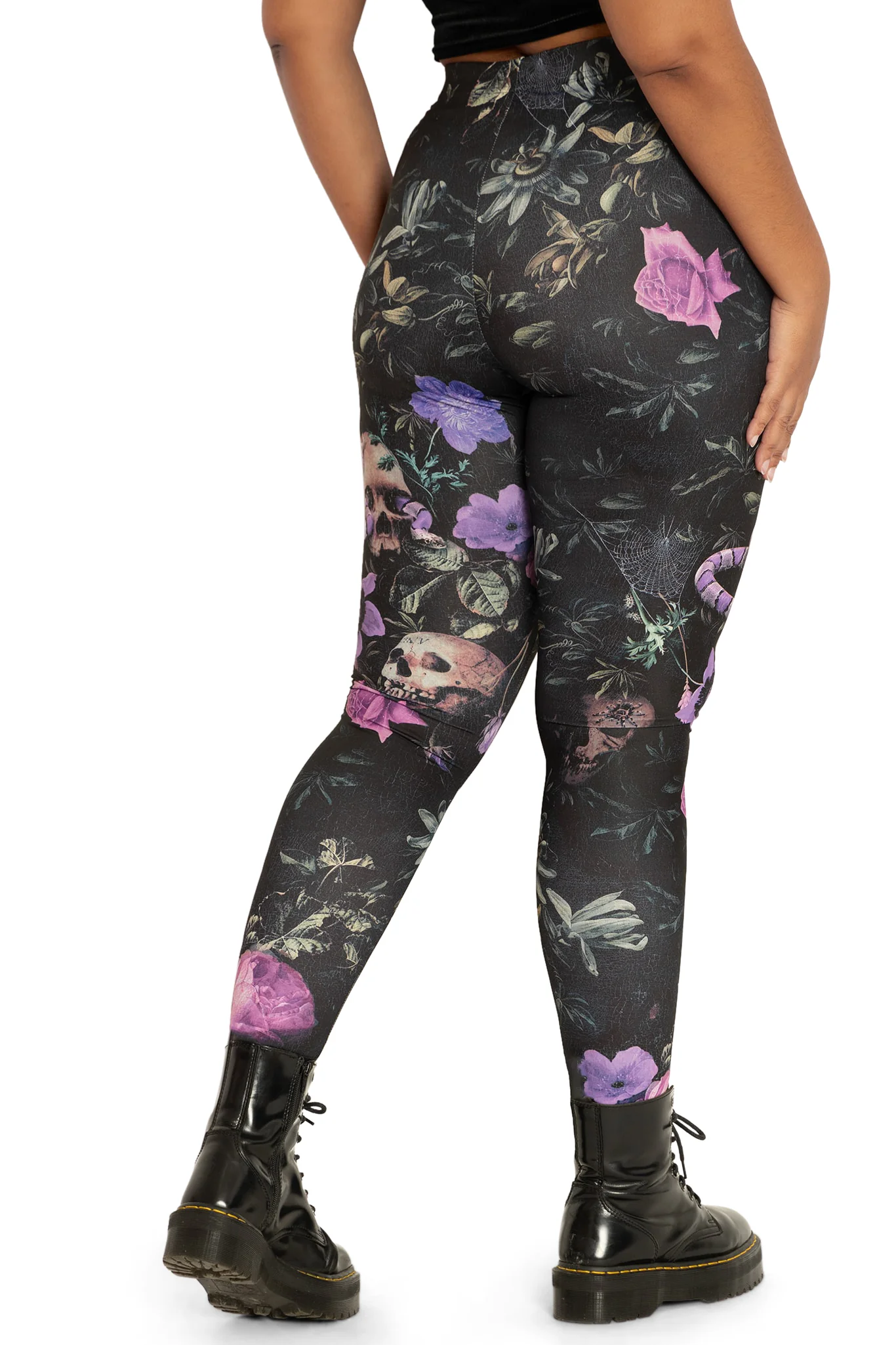 Garden Of The Dead Purple High Waisted Matte Finish Leggings - Image 6