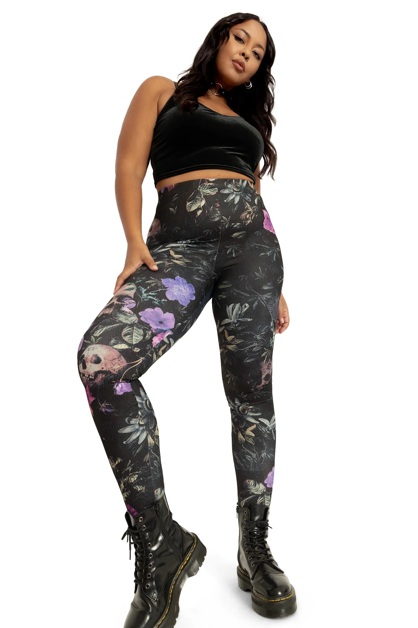 Garden Of The Dead Purple High Waisted Matte Finish Leggings - Image 8