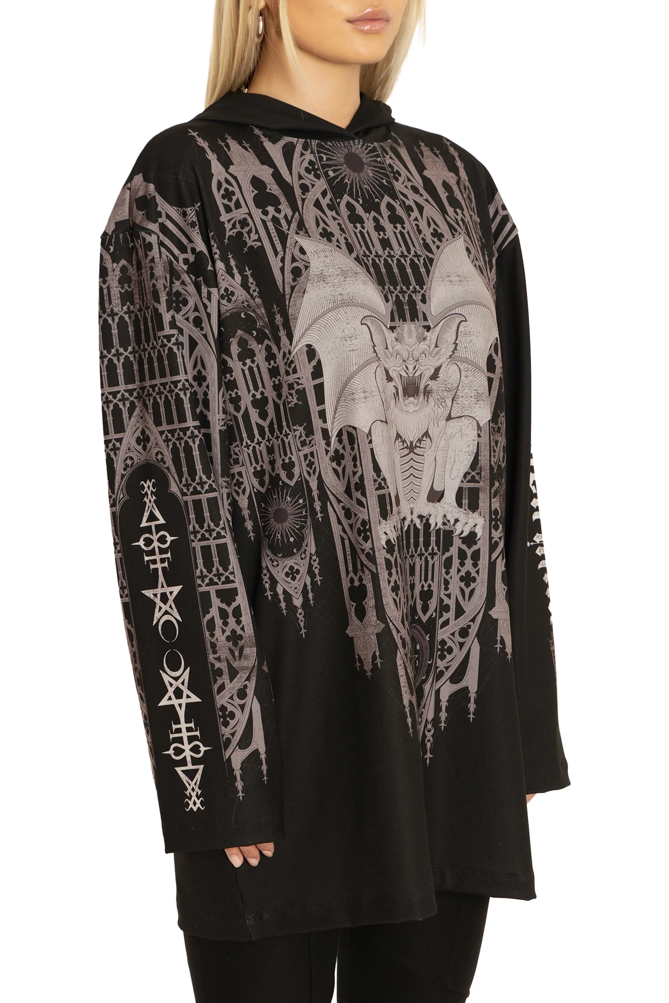 Gargoyle Guardian Long Sleeve Hooded Big Tee - Image 3