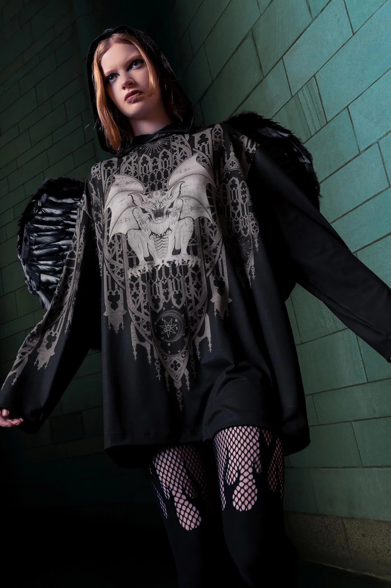 Gargoyle Guardian Long Sleeve Hooded Big Tee - Image 5