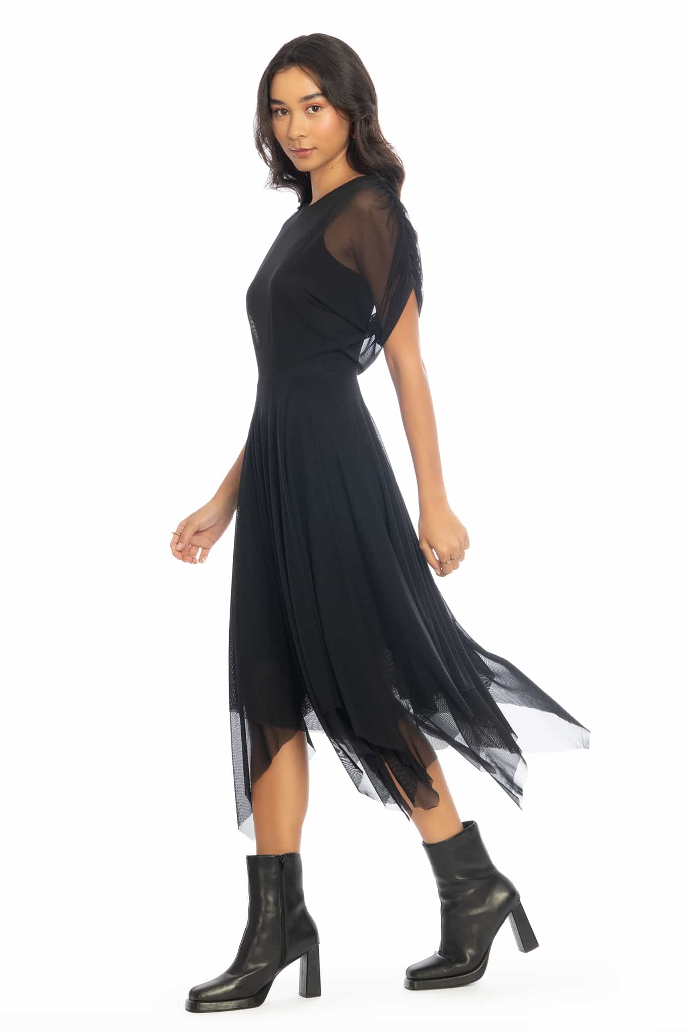Gather Around Sheer Layered Handkerchief Dress - Image 5