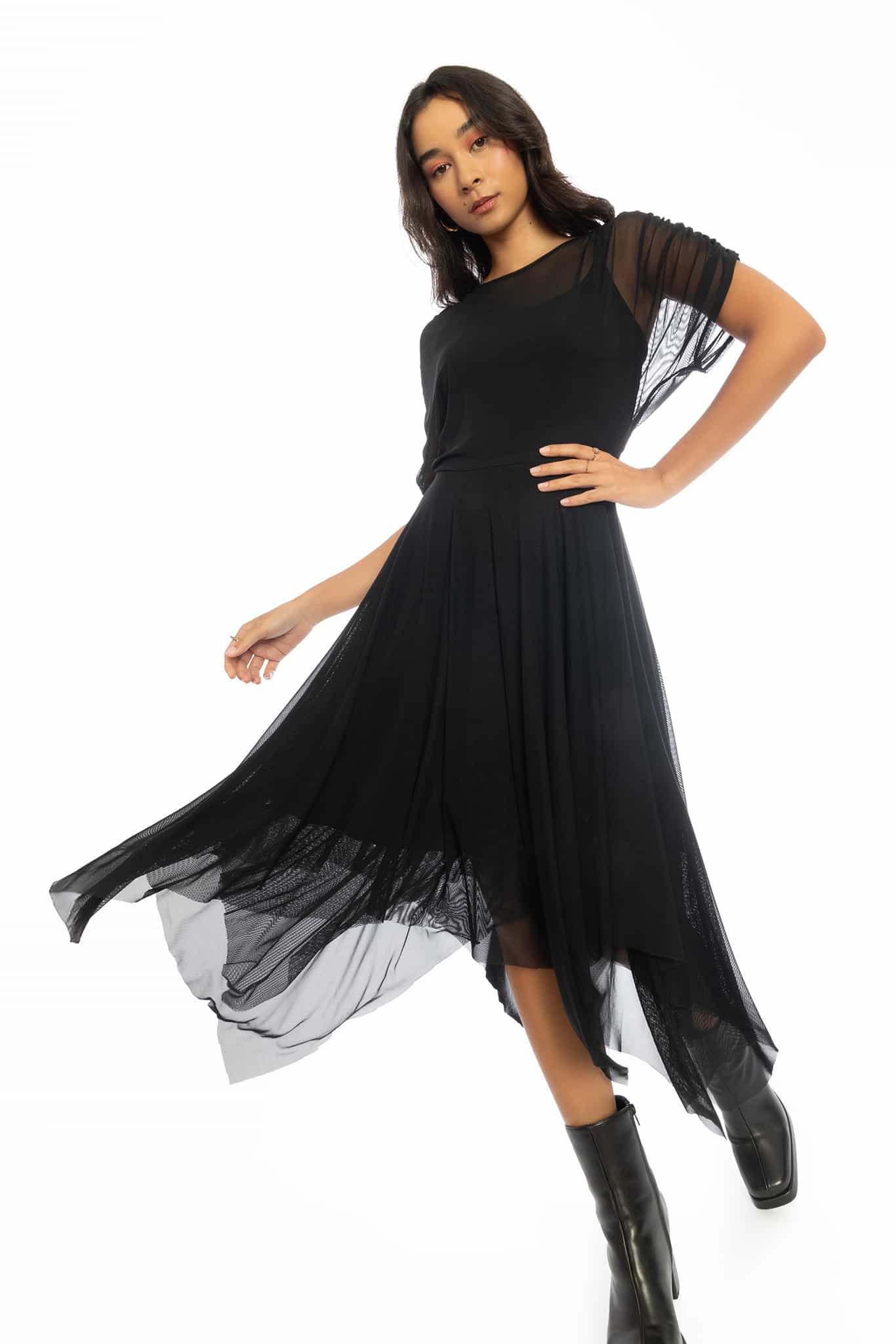 Gather Around Sheer Layered Handkerchief Dress - Image 6