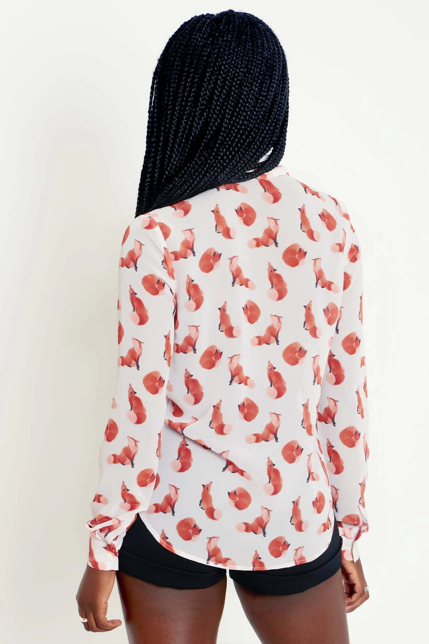 Ghost Foxes Long Sleeve Cute As A Button Shirt - Image 2